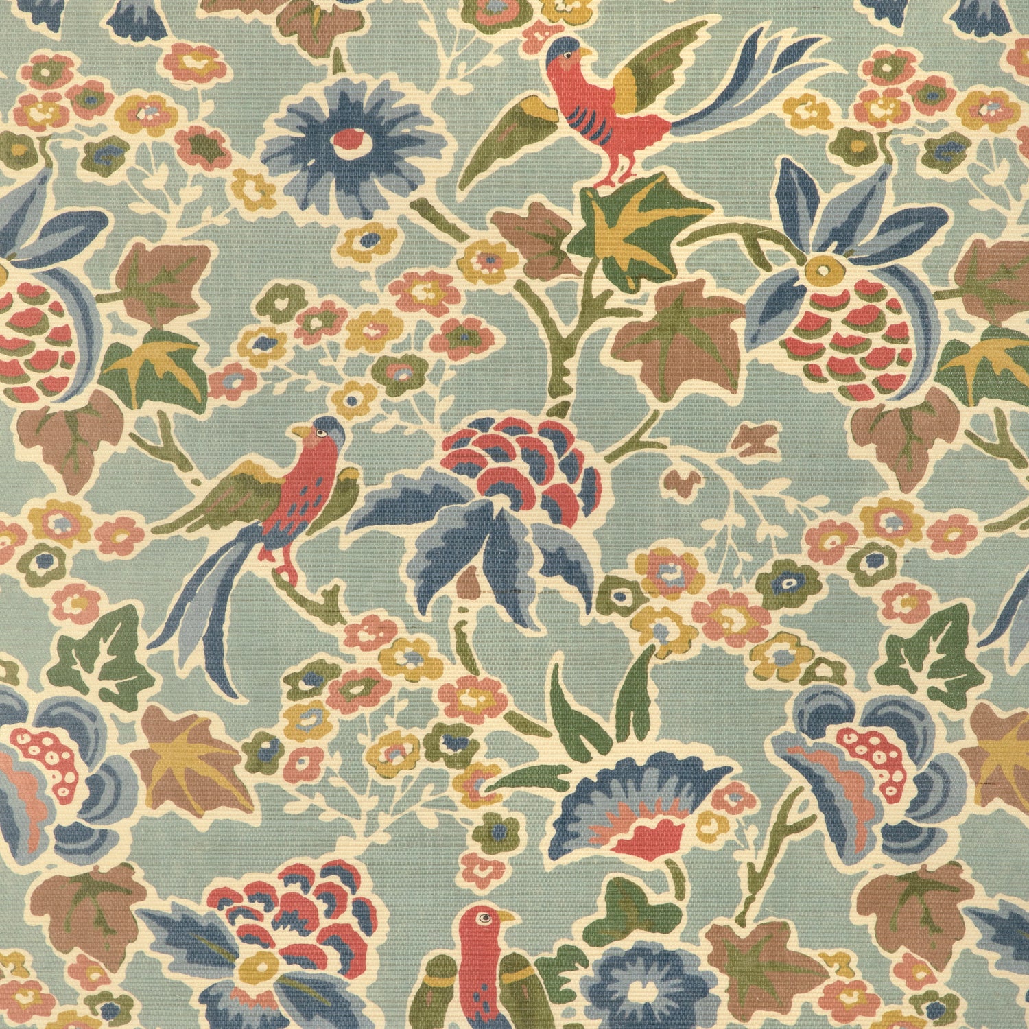 Posy Paper Wallpaper in aqua/ivy color - pattern number P2023127.353.0 - by Lee Jofa in the Garden Walk collection