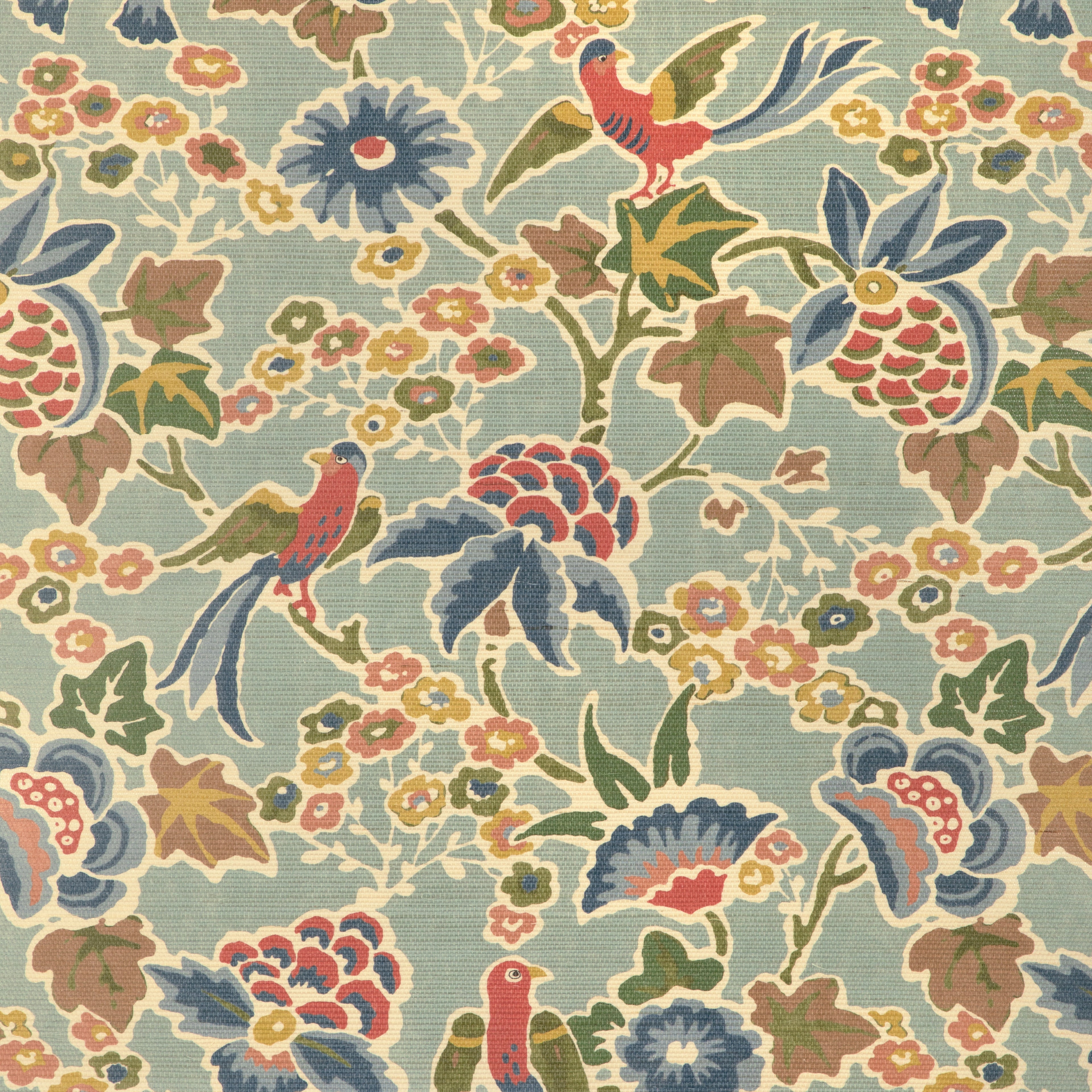 Posy Paper Wallpaper in aqua/ivy color - pattern number P2023127.353.0 - by Lee Jofa in the Garden Walk collection