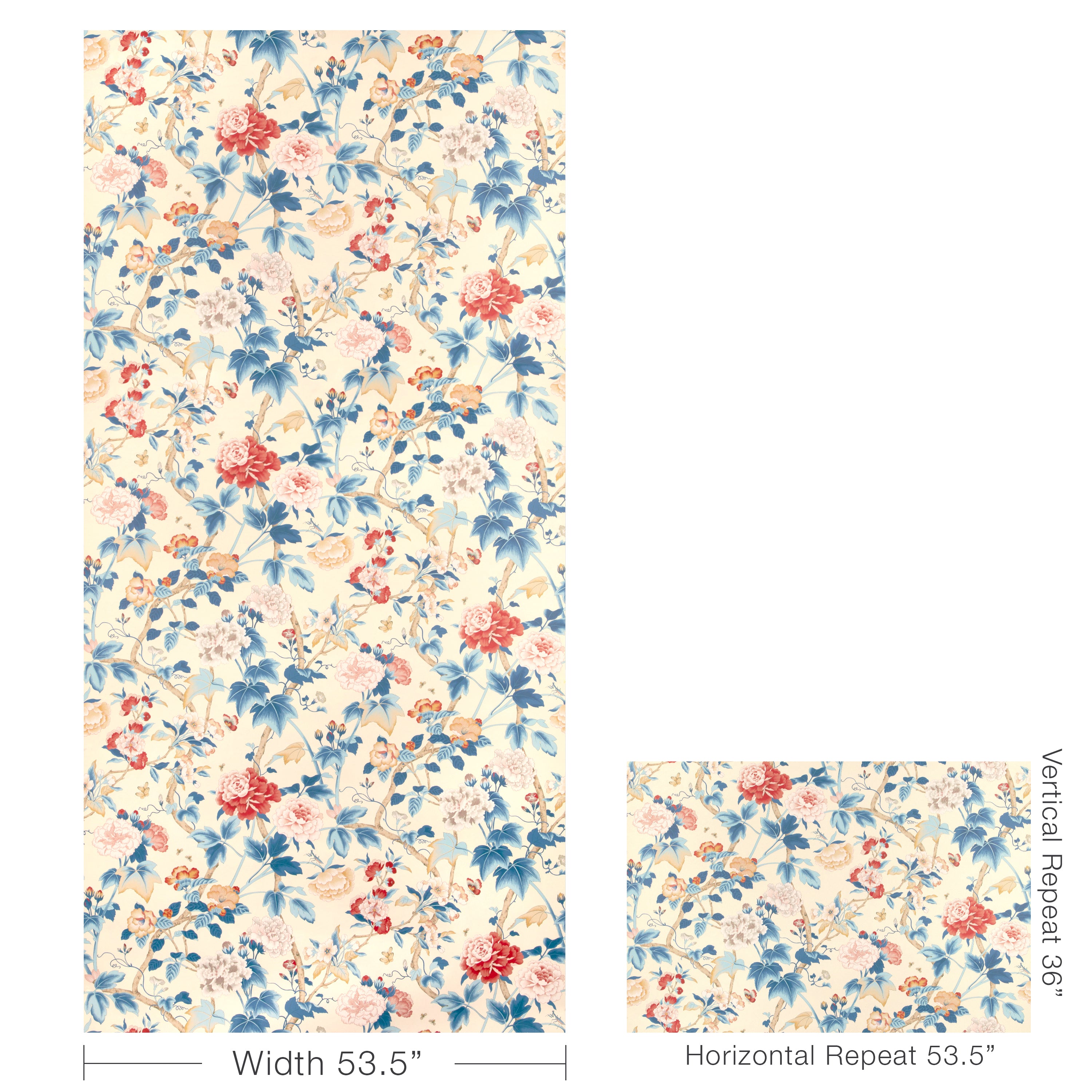 Gardenia Paper Wallpaper in blue/red color - pattern number P2023128.195.0 - by Lee Jofa in the Garden Walk collection