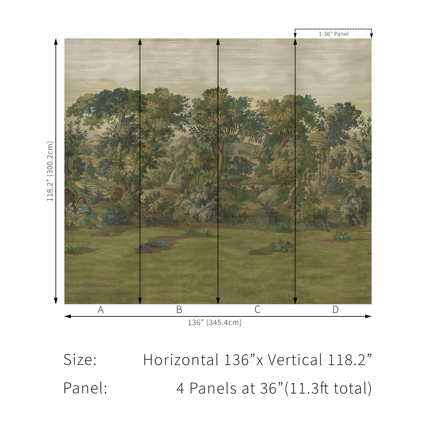 Kingsley Mural 4 Panel Mural in verdure color - pattern number P2025104.330.0 - by Lee Jofa in the Kingsley collection