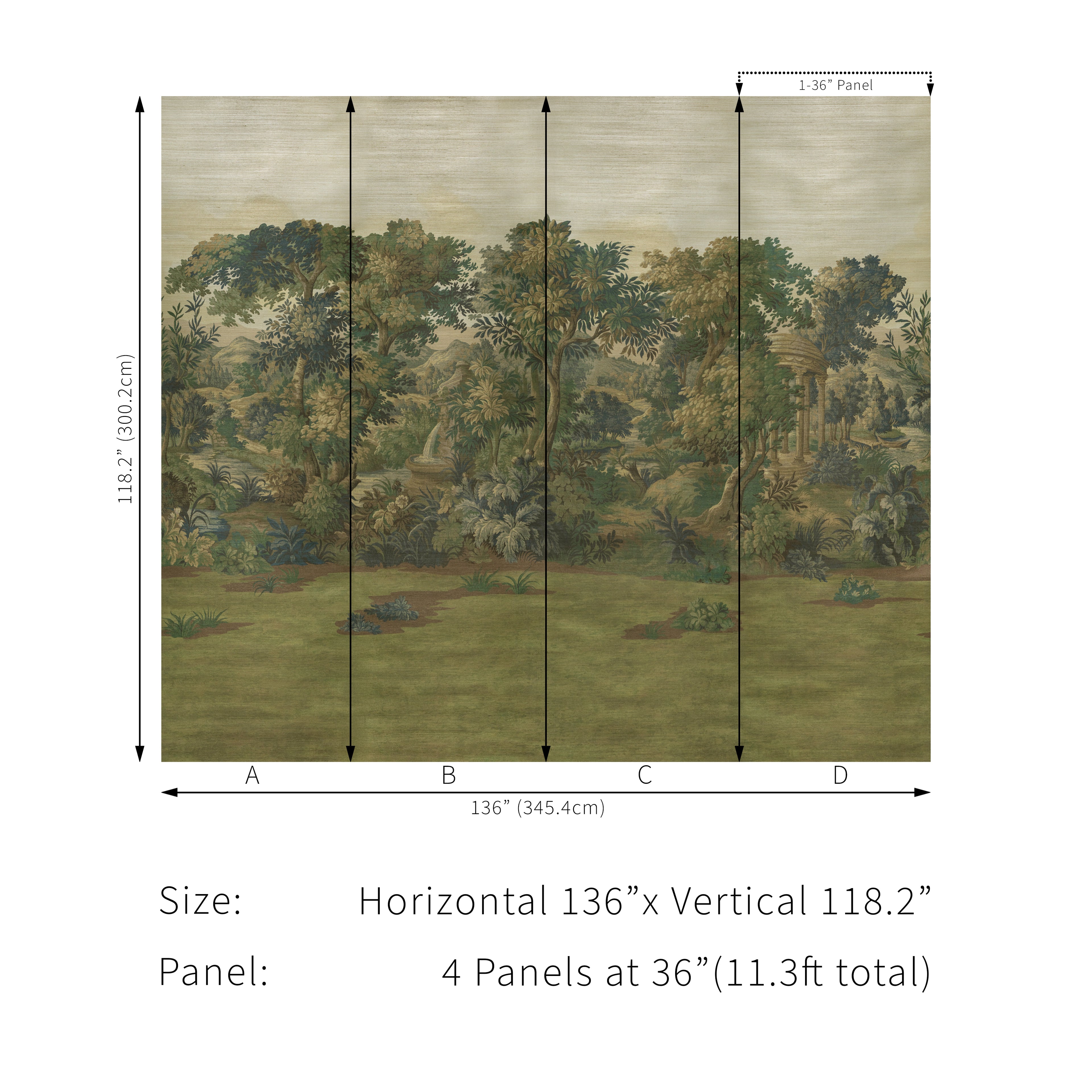 Kingsley Mural 4 Panel Mural in verdure color - pattern number P2025104.330.0 - by Lee Jofa in the Kingsley collection