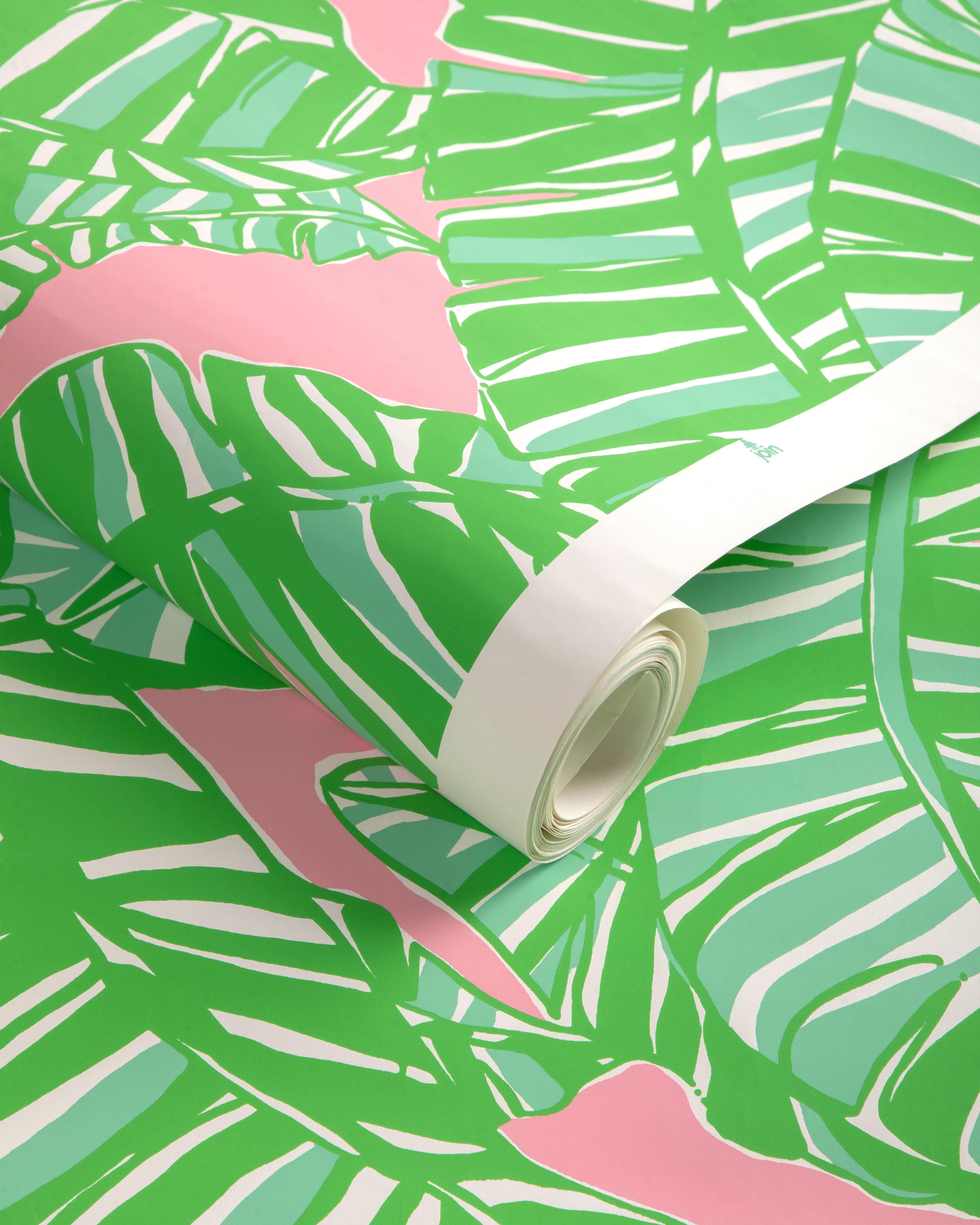 Go Bananas Wallpaper in pink/green color - pattern number P2025111.73.0 - by Lee Jofa in the Lilly Pulitzer III collection