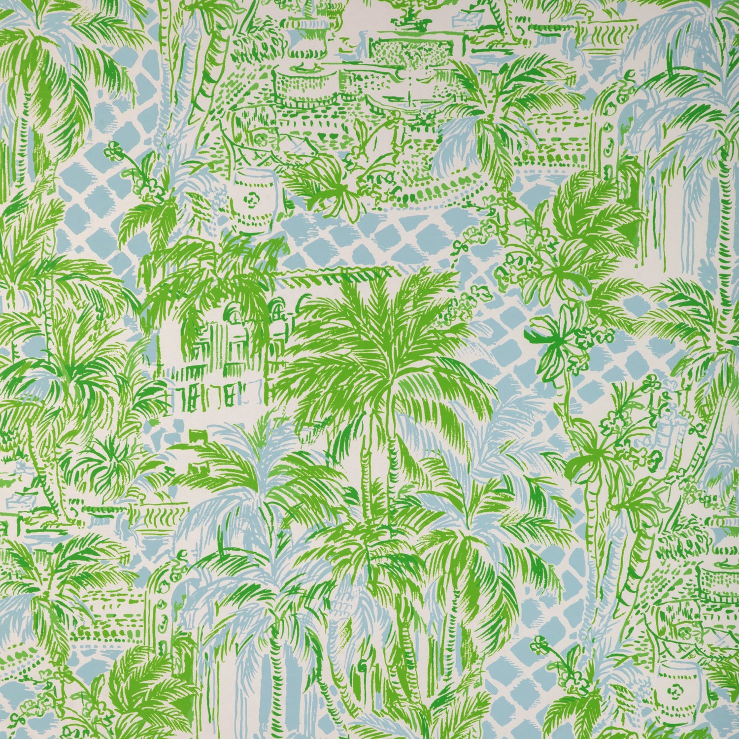 Palm Beach Wallpaper in blue/green color - pattern number P2025113.153.0 - by Lee Jofa in the Lilly Pulitzer III collection