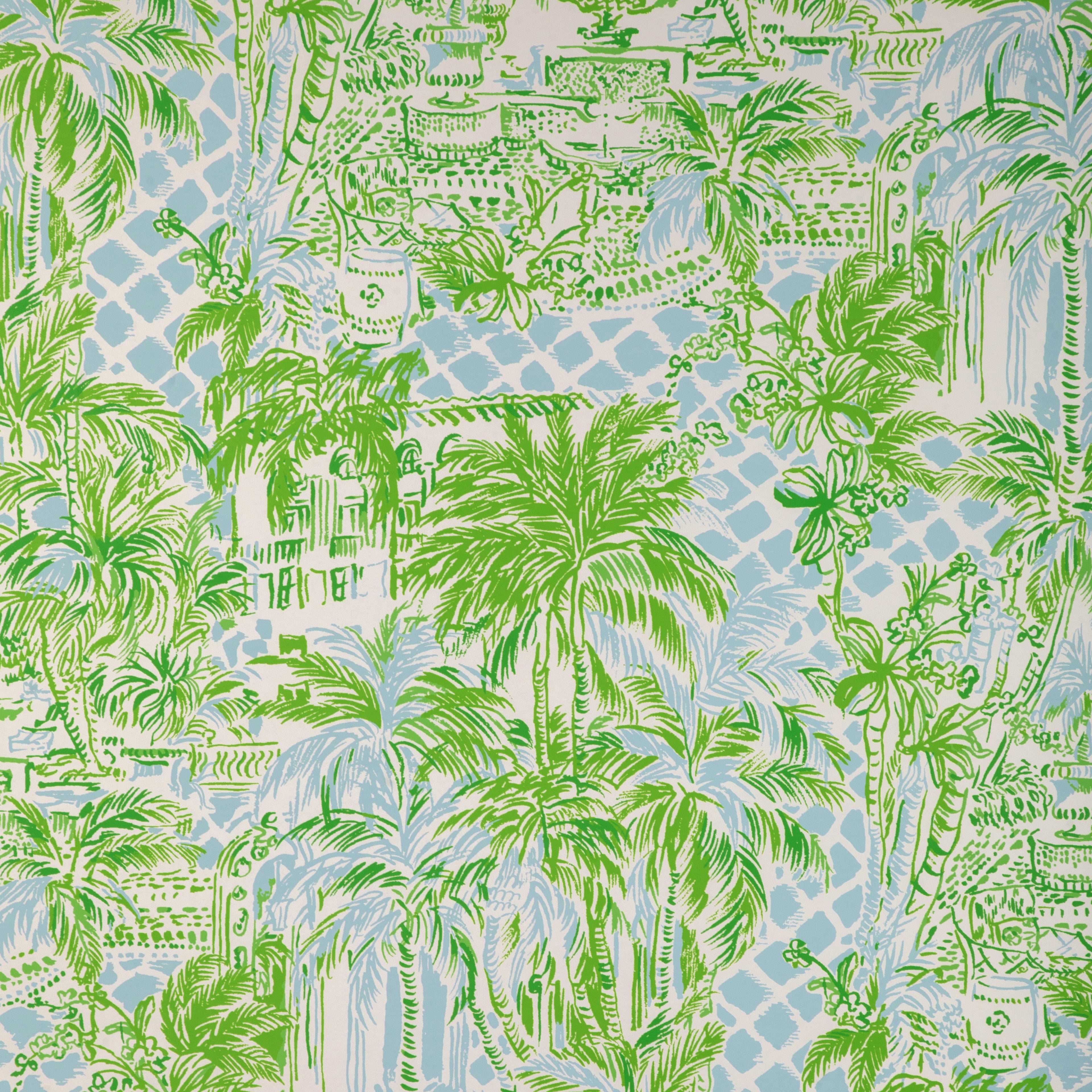 Palm Beach Wallpaper in blue/green color - pattern number P2025113.153.0 - by Lee Jofa in the Lilly Pulitzer III collection