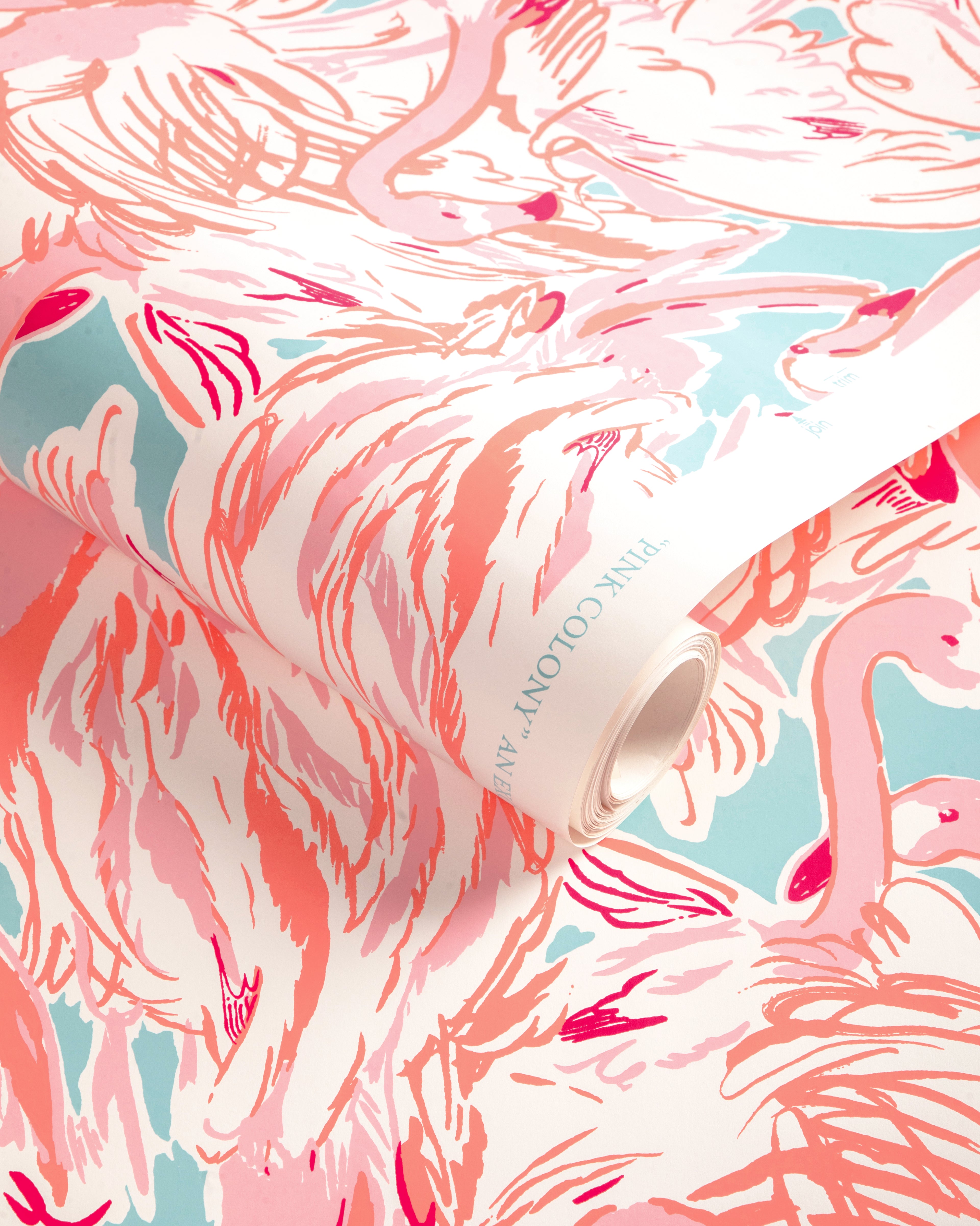 Pink Colony Wallpaper in aqua/pink color - pattern number P2025114.13.0 - by Lee Jofa in the Lilly Pulitzer III collection