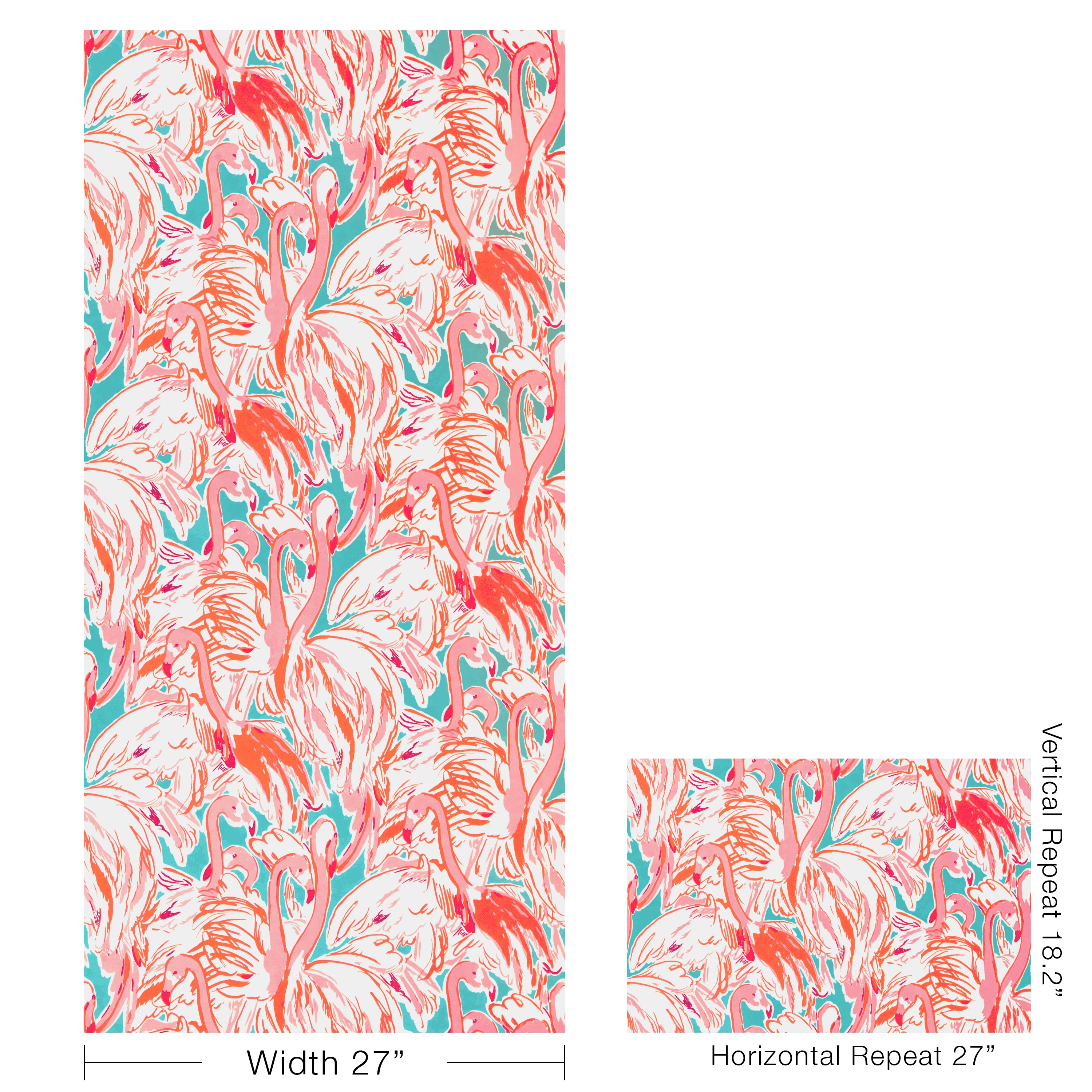 Pink Colony Wallpaper in aqua/pink color - pattern number P2025114.13.0 - by Lee Jofa in the Lilly Pulitzer III collection