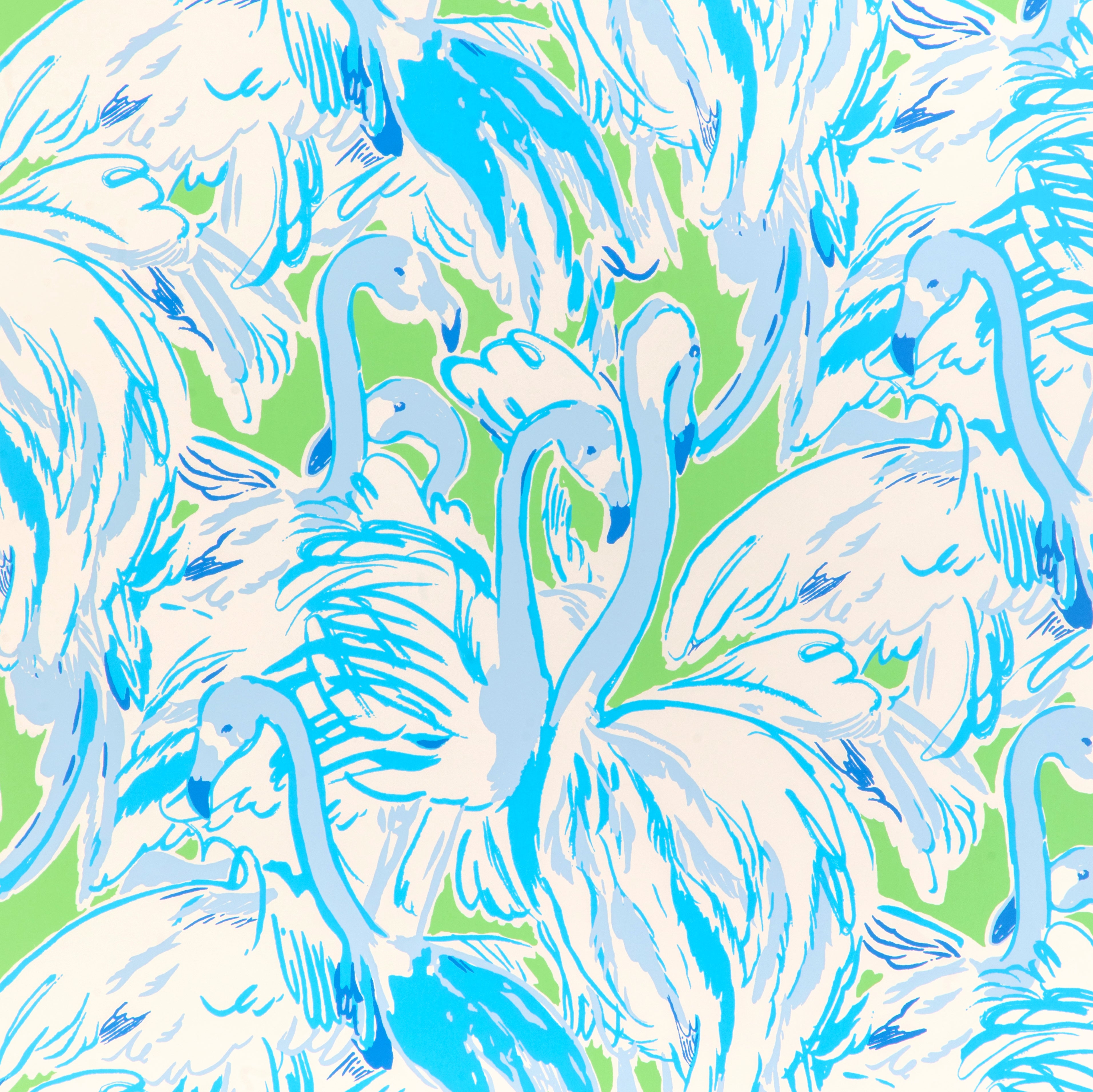 Pink Colony Wallpaper in green/blue color - pattern number P2025114.315.0 - by Lee Jofa in the Lilly Pulitzer III collection