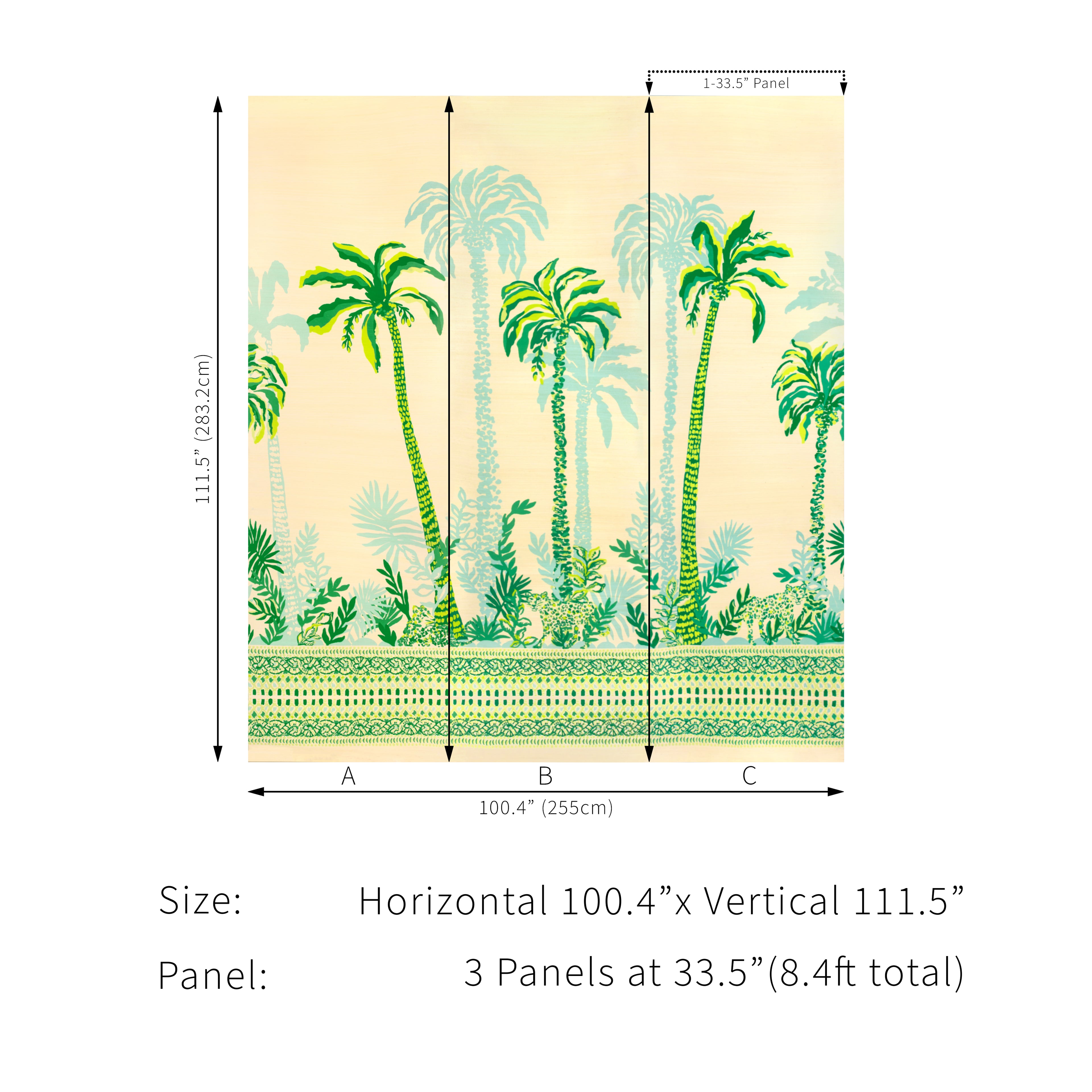 Palms Way 3 Panel Mural in green color - pattern number P2025115.1630.0 - by Lee Jofa in the Lilly Pulitzer III collection
