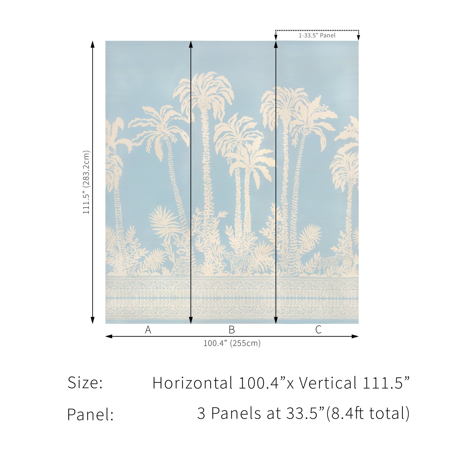 Palms Way 3 Panel Mural in blue color - pattern number P2025115.51.0 - by Lee Jofa in the Lilly Pulitzer III collection
