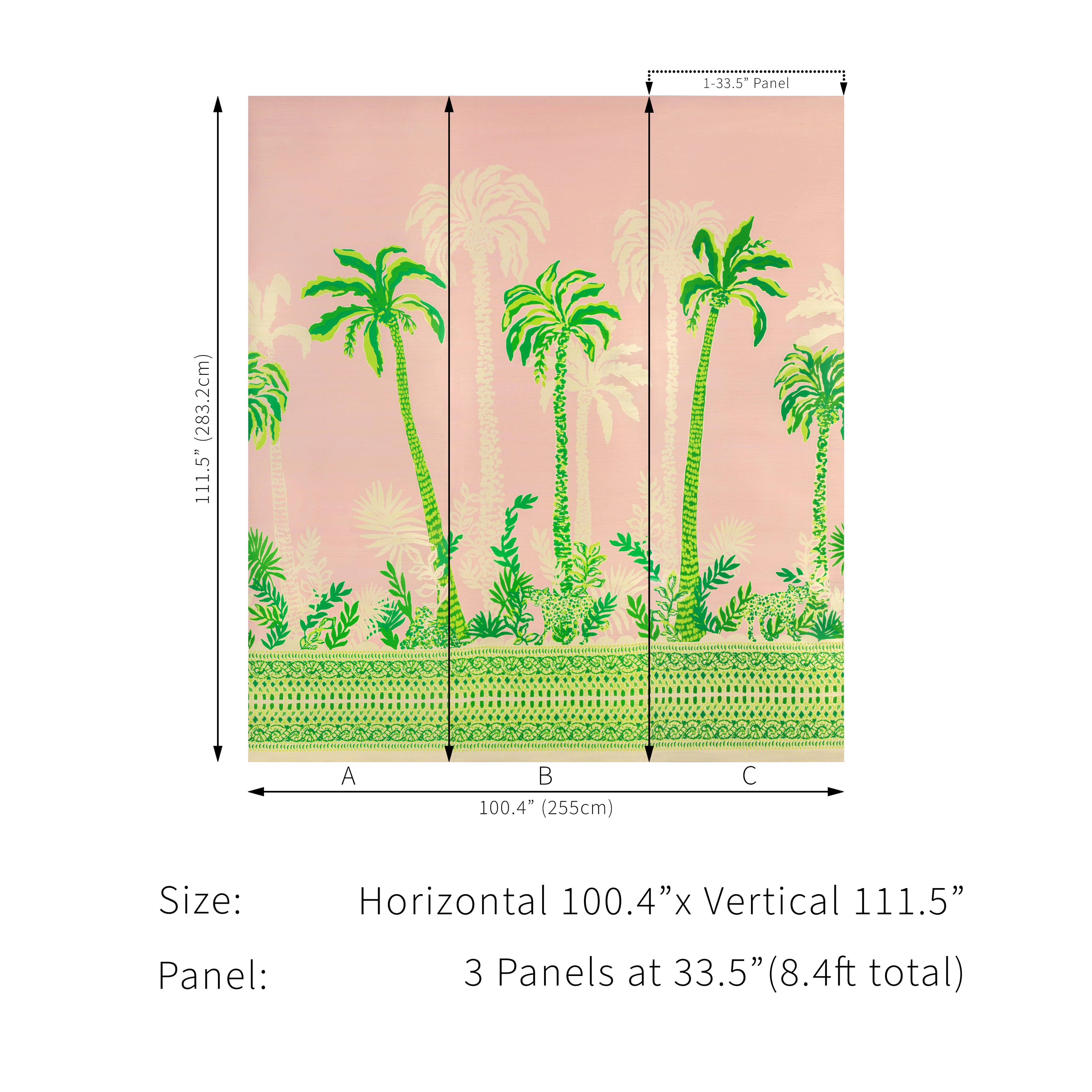 Palms Way 3 Panel Mural in pink color - pattern number P2025115.73.0 - by Lee Jofa in the Lilly Pulitzer III collection