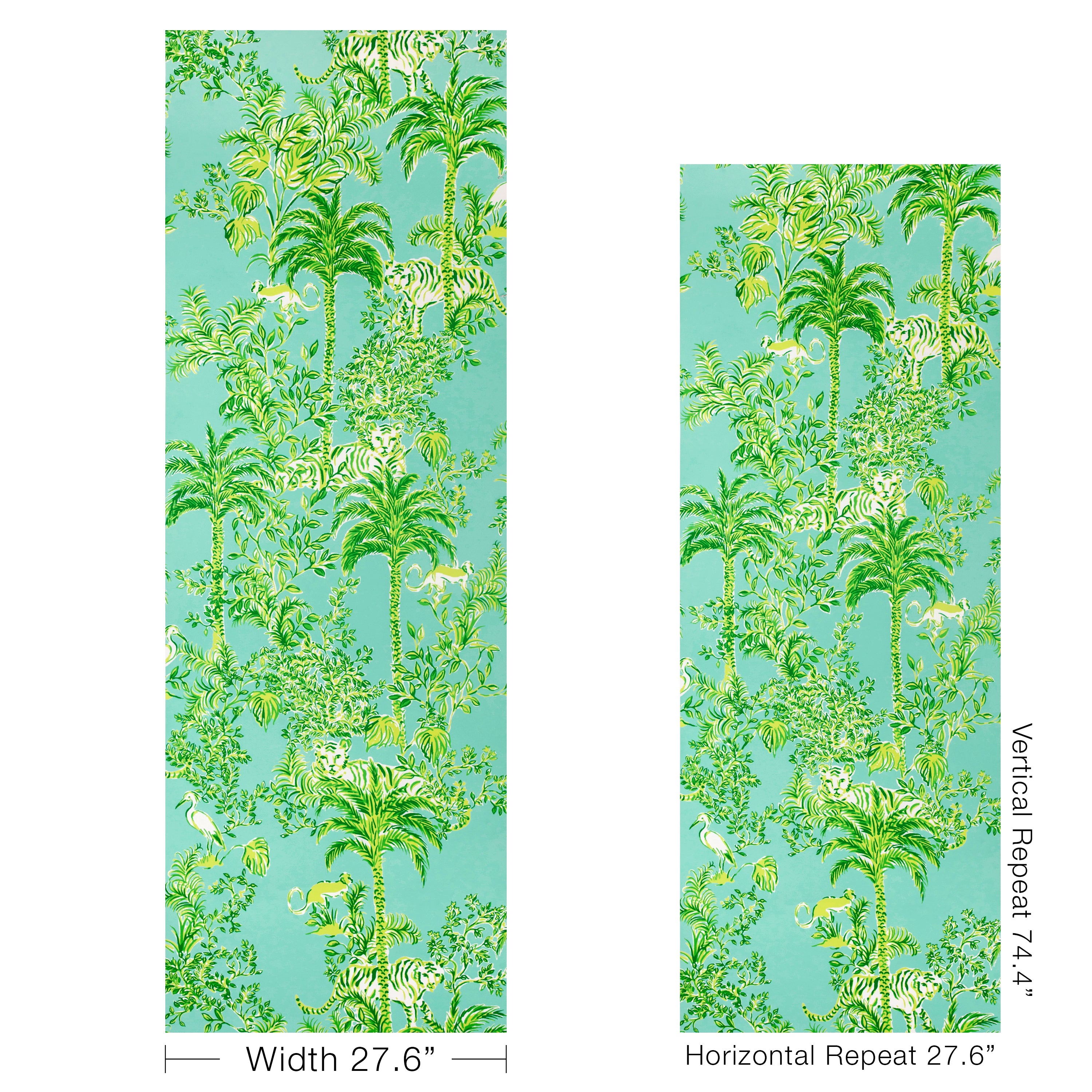 Tiger Queen Wallpaper in aqua color - pattern number P2025118.353.0 - by Lee Jofa in the Lilly Pulitzer III collection
