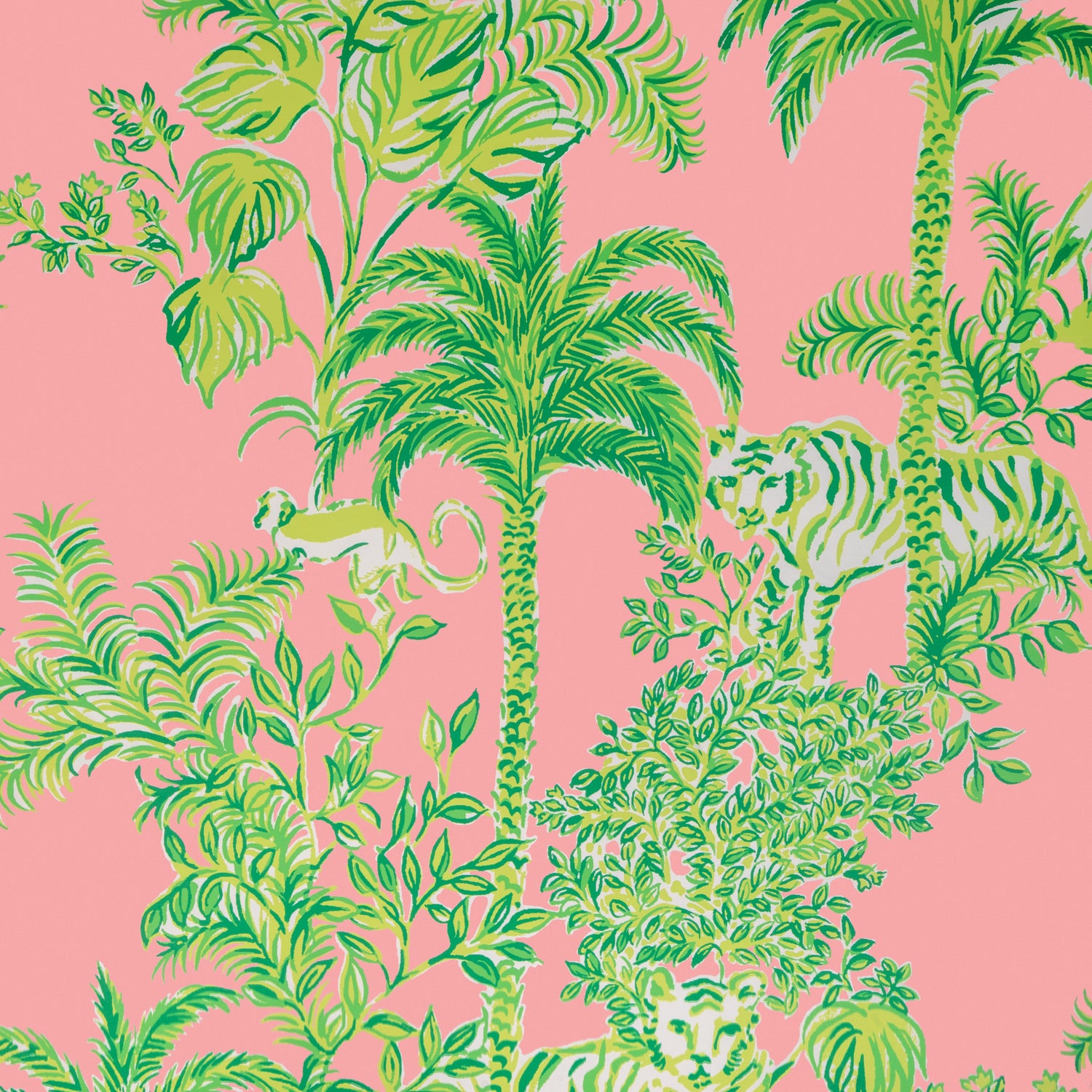 Tiger Queen Wallpaper in pink color - pattern number P2025118.73.0 - by Lee Jofa in the Lilly Pulitzer III collection