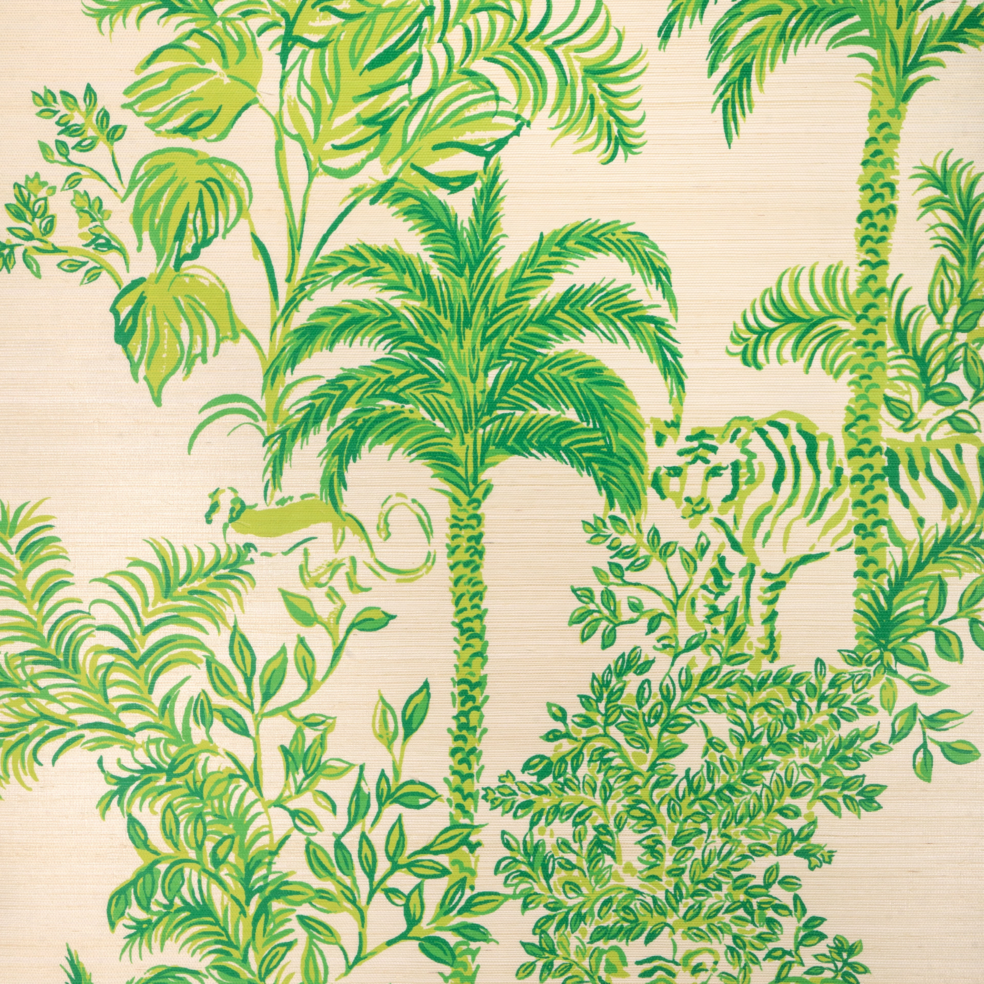 Tiger Queen Grasscloth Wallpaper in green color - pattern number P2025119.1630.0 - by Lee Jofa in the Lilly Pulitzer III collection