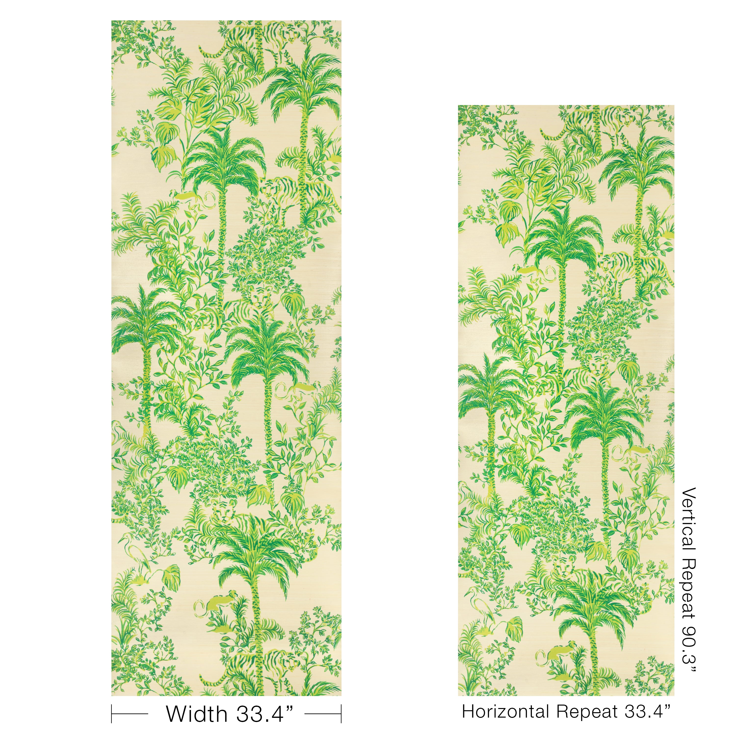 Tiger Queen Grasscloth Wallpaper in green color - pattern number P2025119.1630.0 - by Lee Jofa in the Lilly Pulitzer III collection