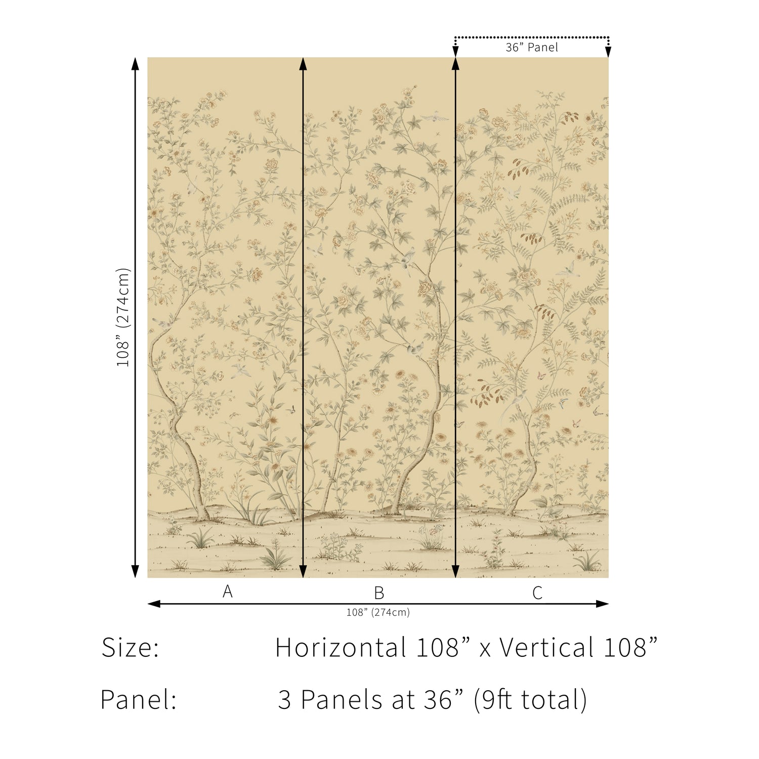 Beaujeu Pearlized 3 Panel Mural in Ecru color - pattern number P2026111.1611.0 - by Lee Jofa in the Arley collection