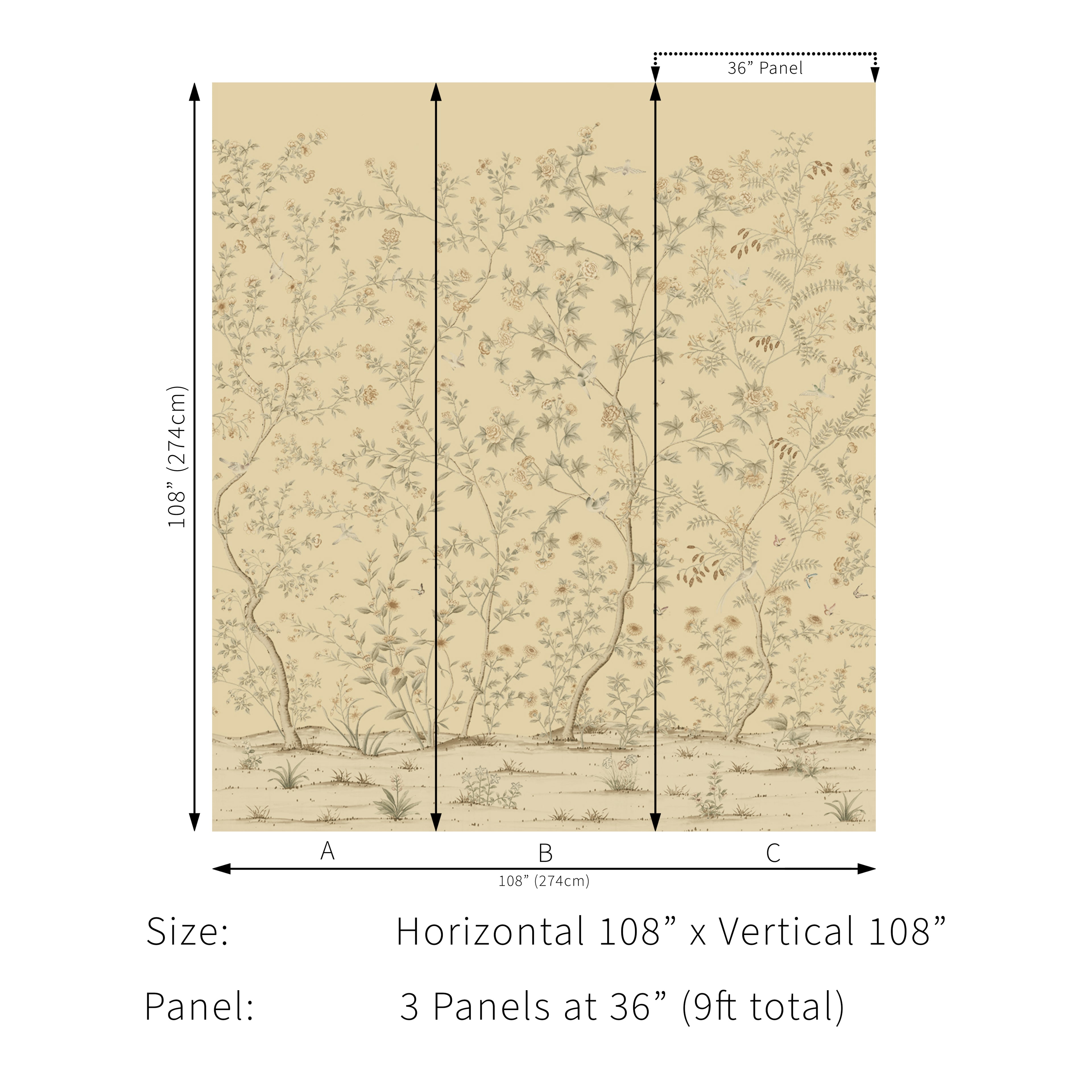 Beaujeu Pearlized 3 Panel Mural in Ecru color - pattern number P2026111.1611.0 - by Lee Jofa in the Arley collection