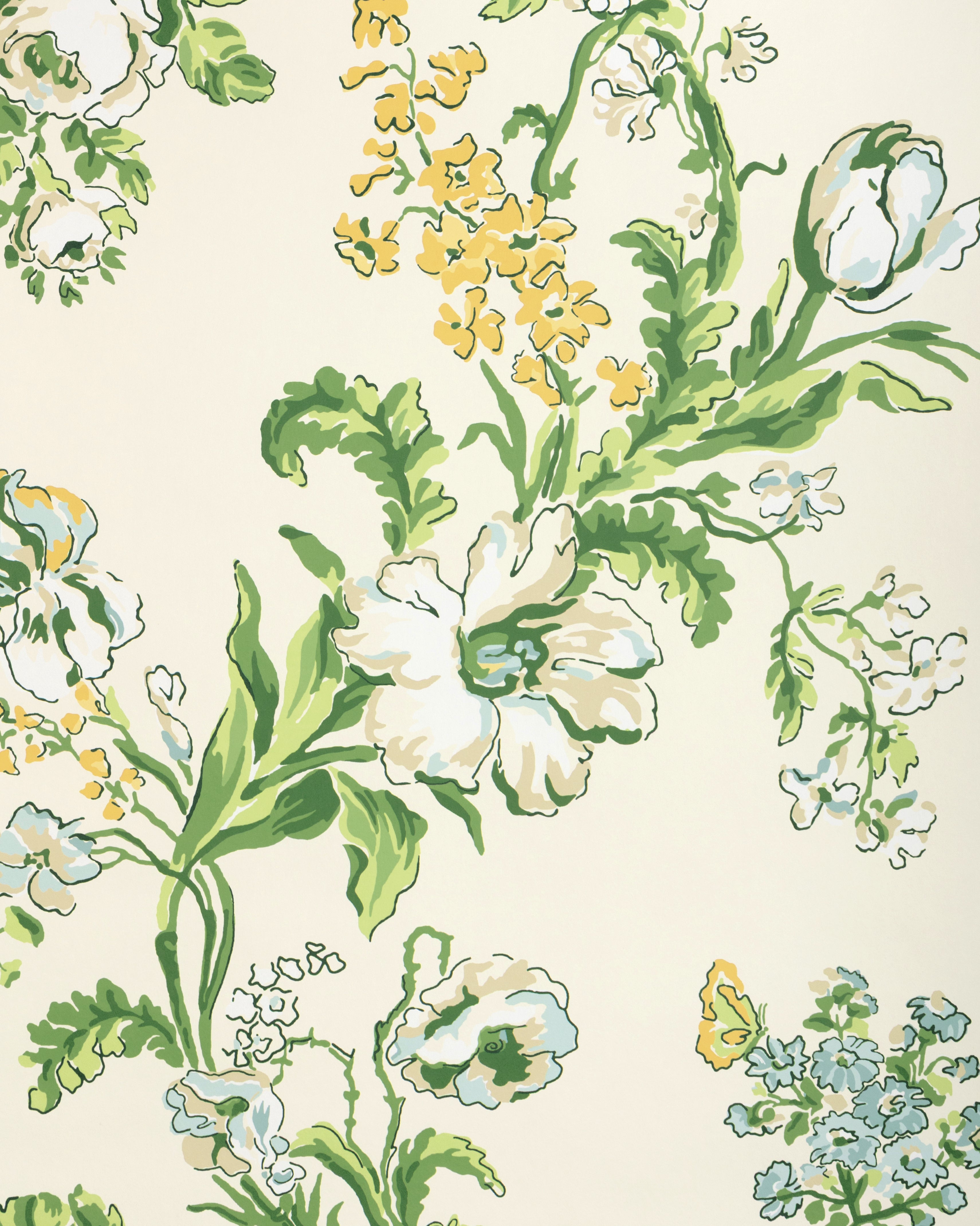 Maintenon Wallpaper in vert / soleil color - pattern number P8025106.340.0 - by Kravet in the Jardin De Maclot collection