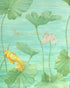 Koi Pond 3 Panel Mural in teal color - pattern number P8026100.353.0 - by Brunschwig and Fils in the Les Paysages Murals collection