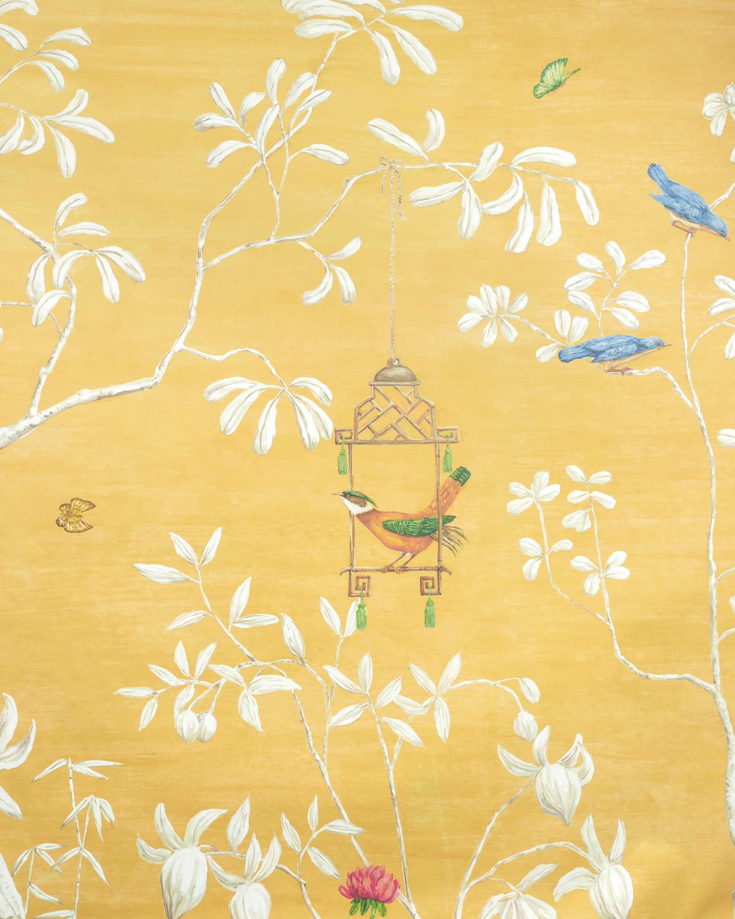 Jardin Yili 3 Panel Mural in soleil color - pattern number P8026104.4.0 - by Brunschwig and Fils in the Les Paysages Murals collection