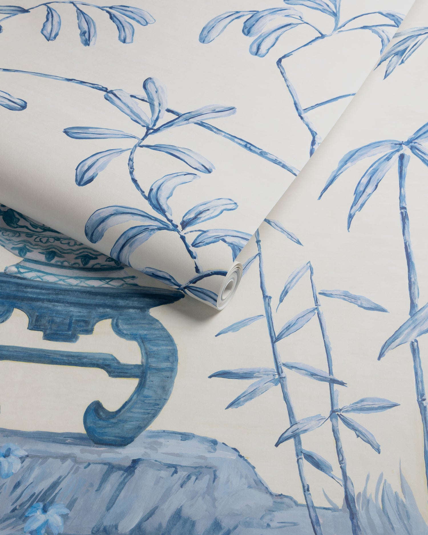 Jardin Yili 3 Panel Mural in delft color - pattern number P8026104.51.0 - by Brunschwig and Fils in the Les Paysages Murals collection