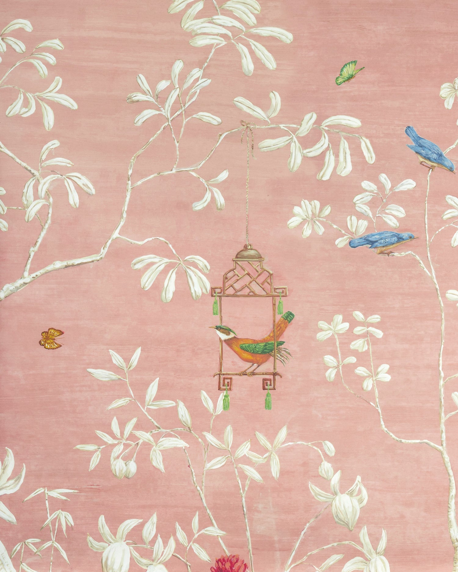 Jardin Yili 3 Panel Mural in blush color - pattern number P8026104.7.0 - by Brunschwig and Fils in the Les Paysages Murals collection