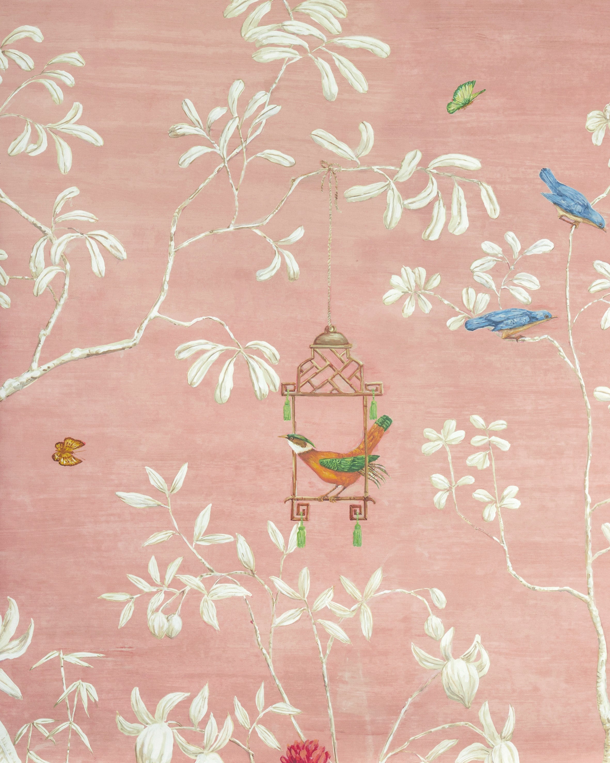 Jardin Yili 3 Panel Mural in blush color - pattern number P8026104.7.0 - by Brunschwig and Fils in the Les Paysages Murals collection