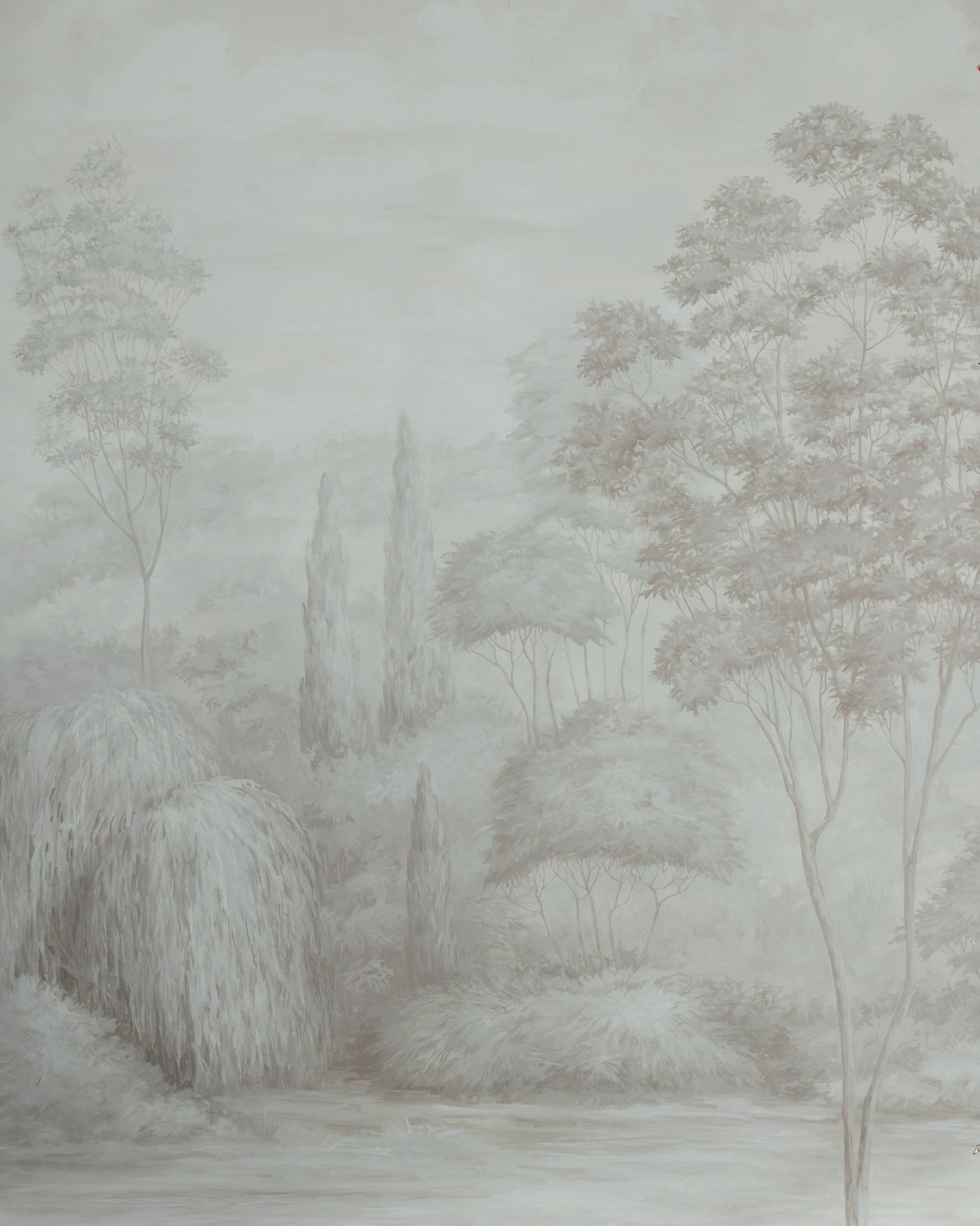 Arbres 3 Panel Mural in neutral color - pattern number P8026105.1611.0 - by Brunschwig and Fils in the Les Paysages Murals collection