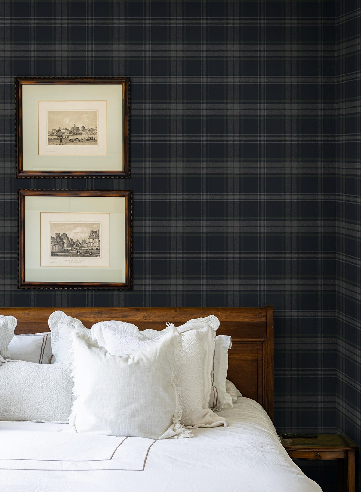 Dellabrooke Plaid wallpaper in dark blue and evergreen color - pattern number PR13402 - by Seabrook in the Seabrook Prepasted Wallpaper Assortment collection