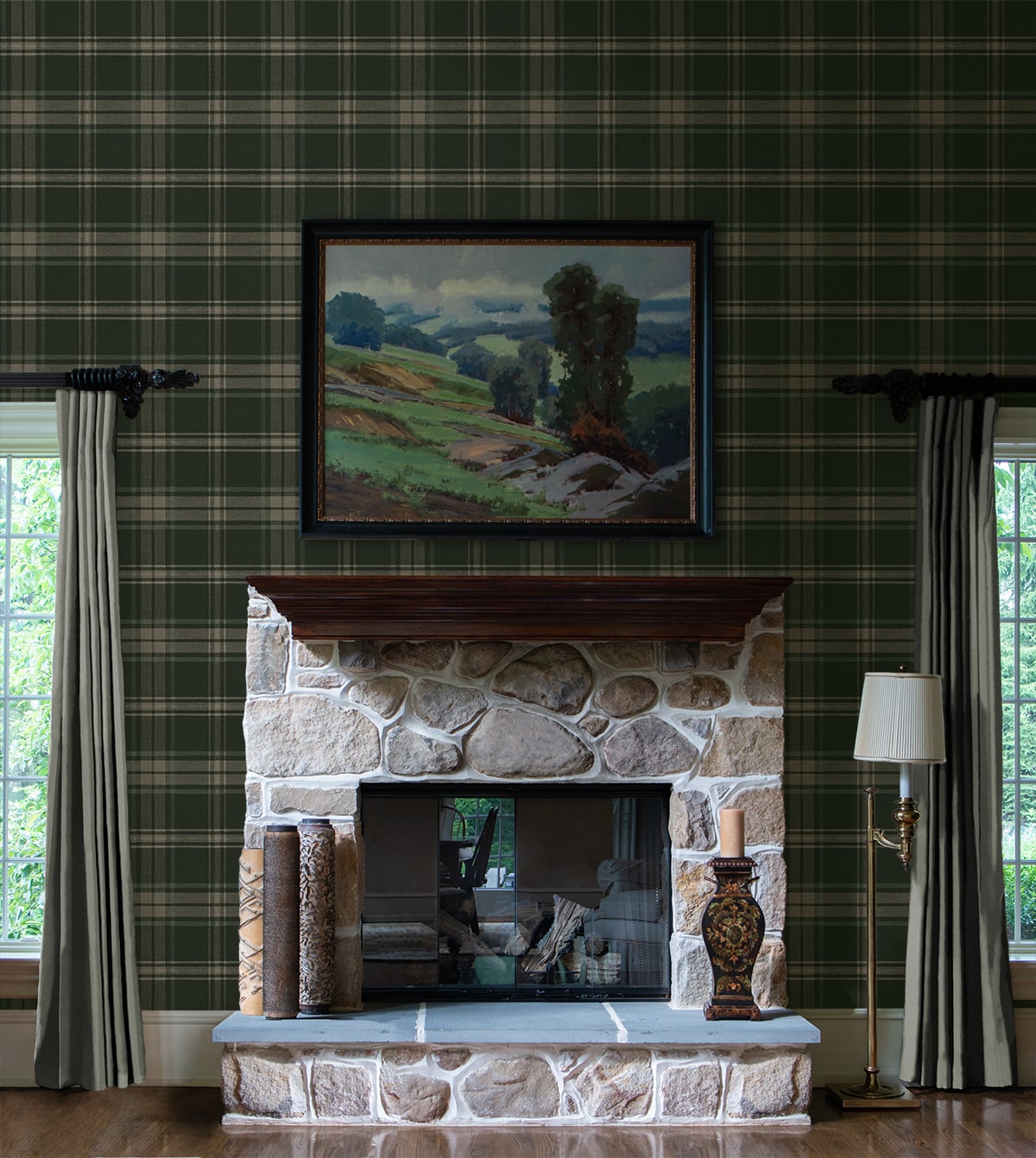 Dellabrooke Plaid wallpaper in greenery color - pattern number PR13404 - by Seabrook in the Seabrook Prepasted Wallpaper Assortment collection