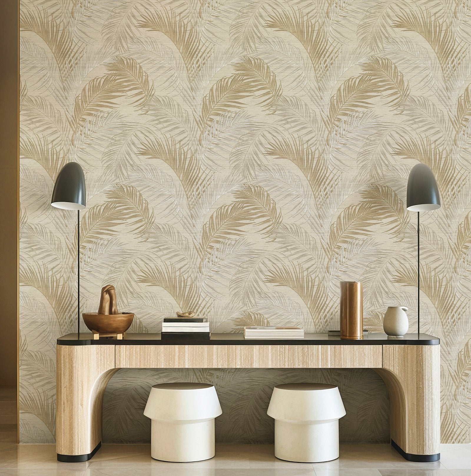 Tree Leaf wallpaper in beige color - pattern number PS33312 - by Galerie in the Synergy collection