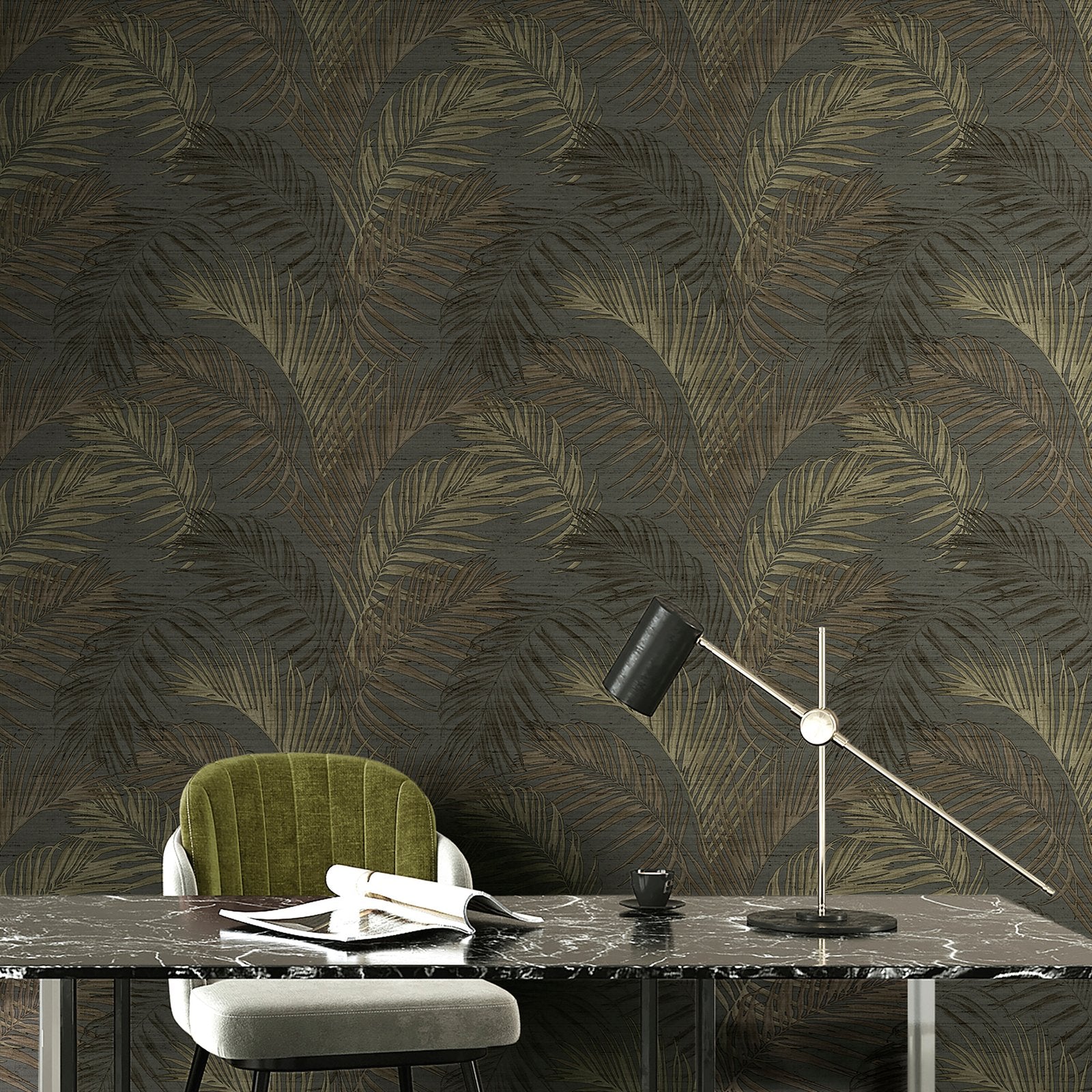 Tree Leaf wallpaper in black color - pattern number PS33319 - by Galerie in the Synergy collection