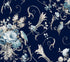 Parrots with Floral Bouquets Peel and Stick wallpaper in navy color - pattern number PSW1360RL - by York in the Vintage Florals Peel and Stick Wallpaper collection