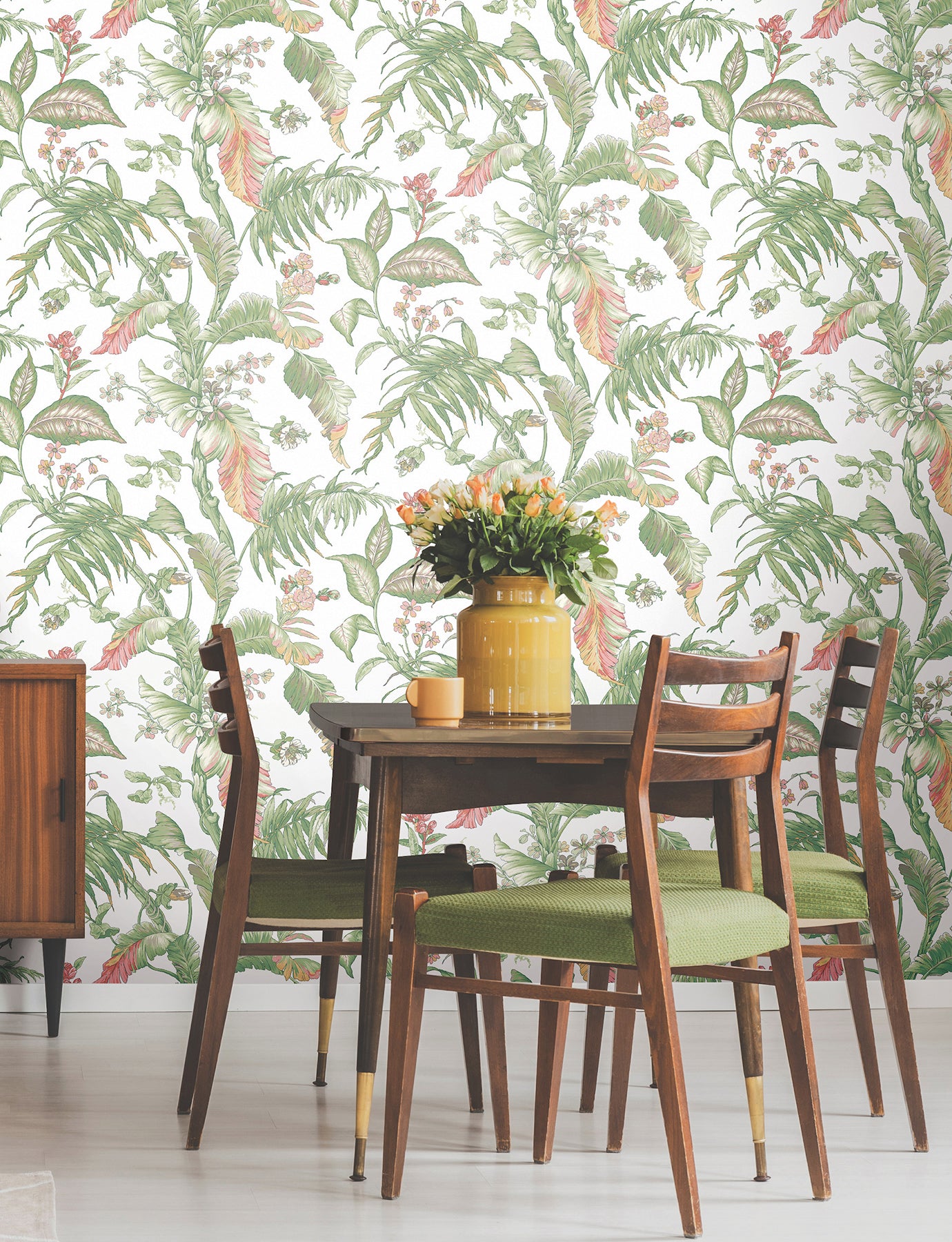 Fiji Garden Peel and Stick wallpaper in white multi color - pattern number PSW1369RL - by York in the Vintage Florals Peel and Stick Wallpaper collection