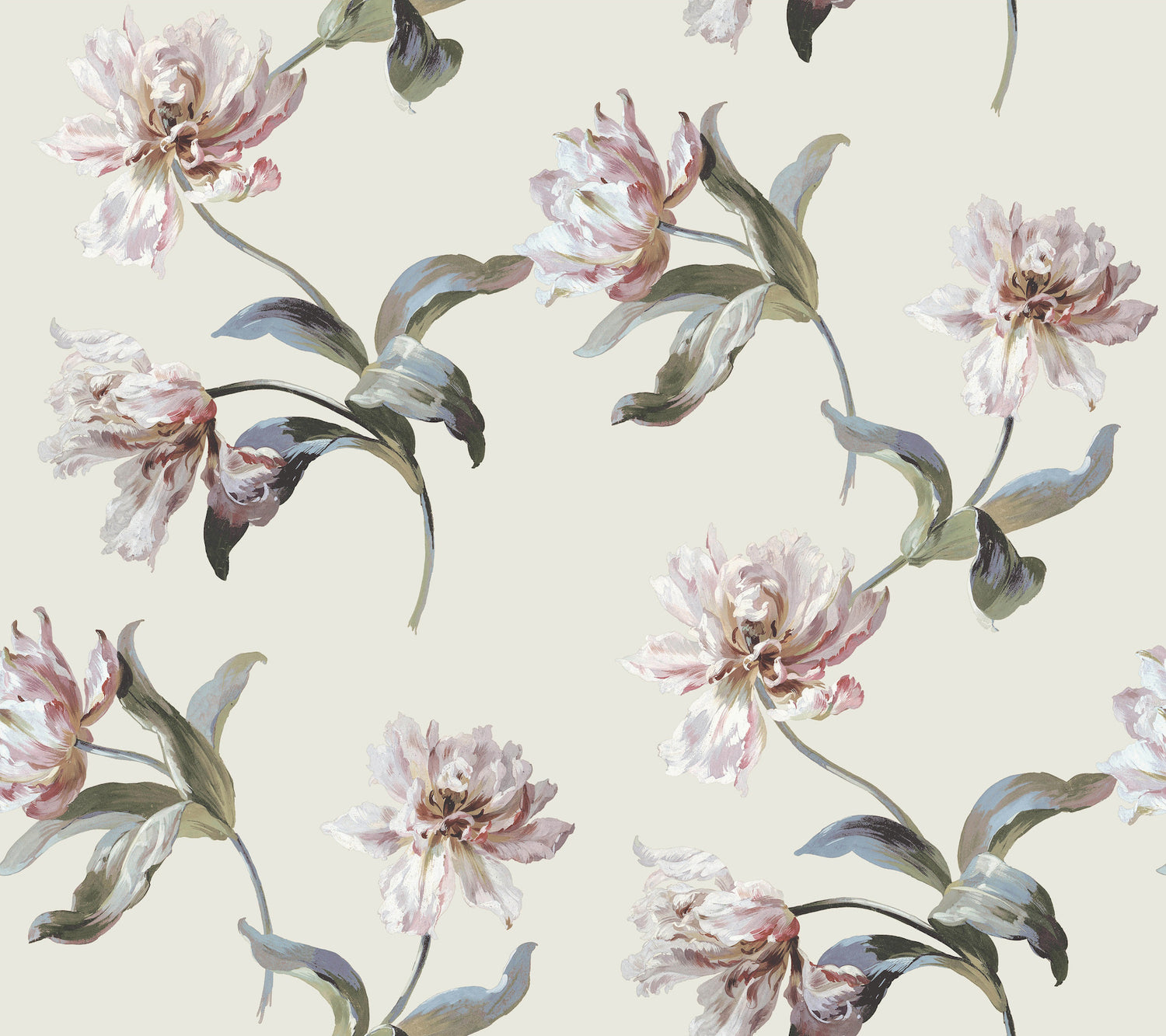 Large Parrot Tulip Peel and Stick wallpaper in neutral color - pattern number PSW1373RL - by York in the Vintage Florals Peel and Stick Wallpaper collection