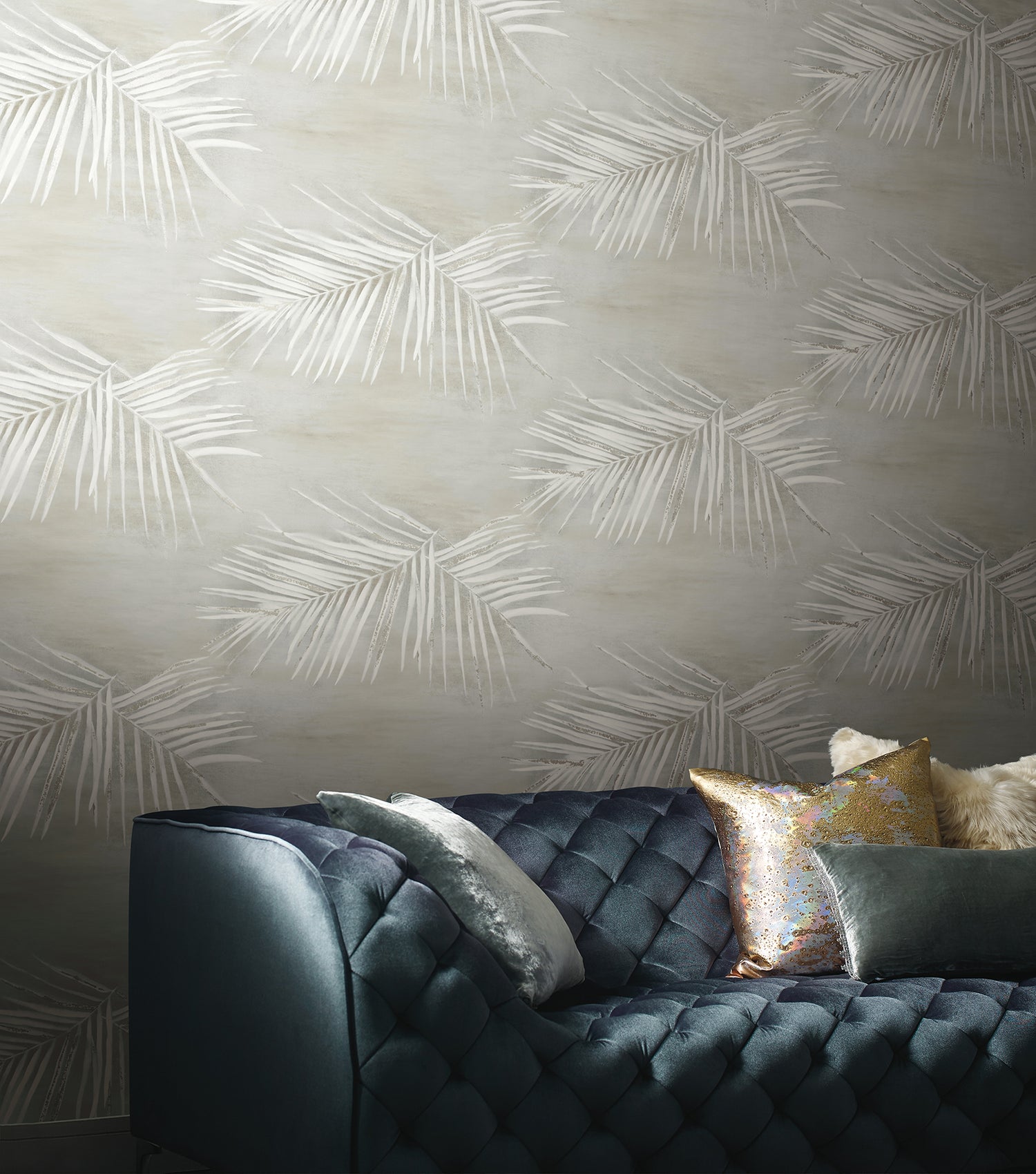 Endless Summer Peel and Stick wallpaper in grey metallic color - pattern number PSW1556RL - by York in the Aviva Stanoff Peel and Stick Wallpaper collection