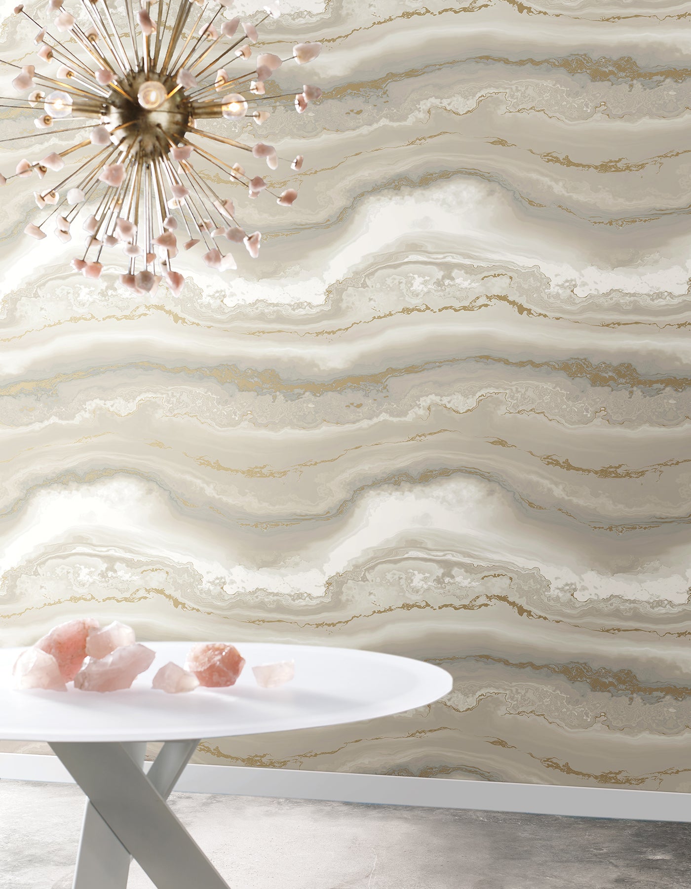 Shifting Sands Peel and Stick wallpaper in beige metallic color - pattern number PSW1560RL - by York in the Aviva Stanoff Peel and Stick Wallpaper collection