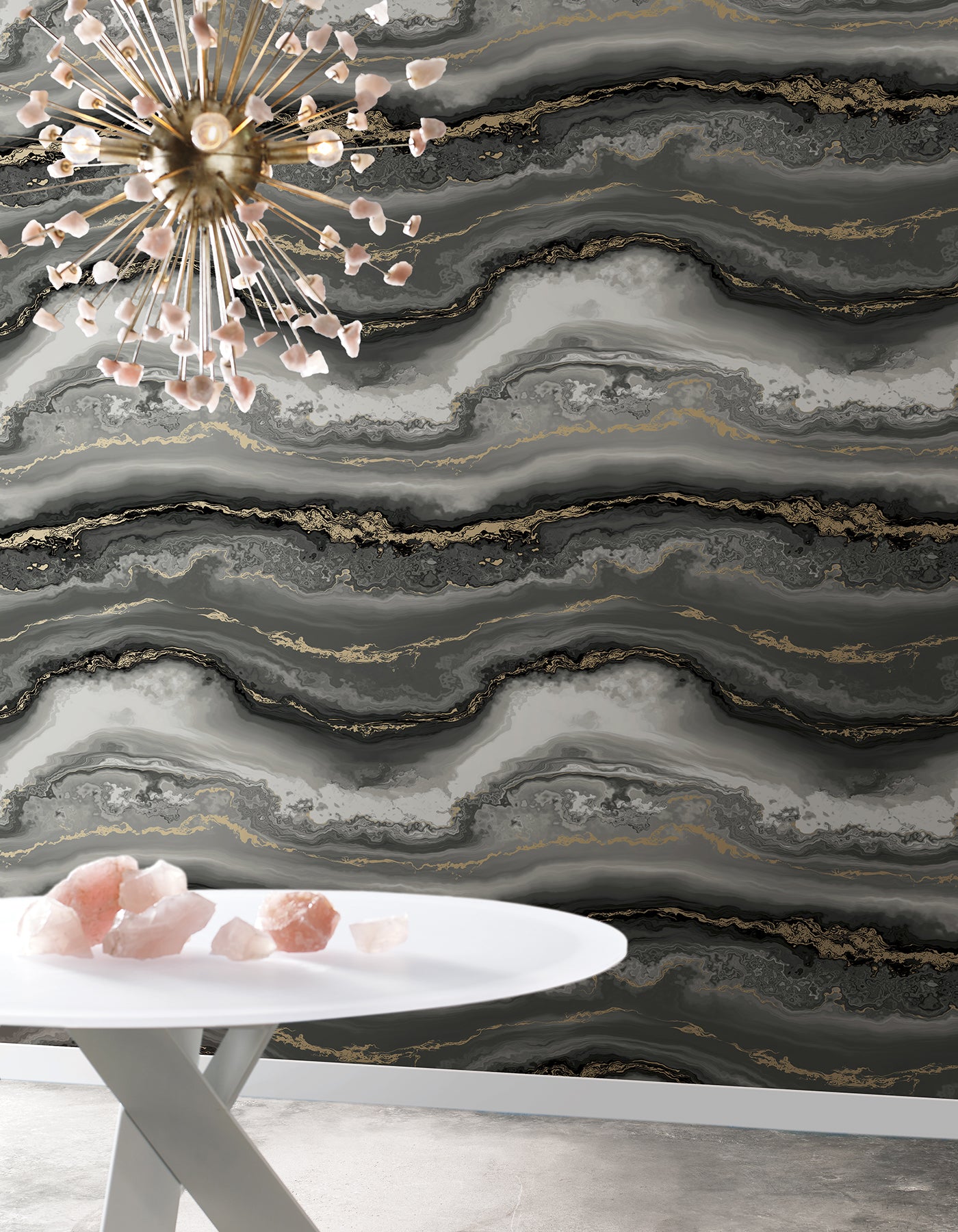 Shifting Sands Peel and Stick wallpaper in onyx metallic color - pattern number PSW1561RL - by York in the Aviva Stanoff Peel and Stick Wallpaper collection