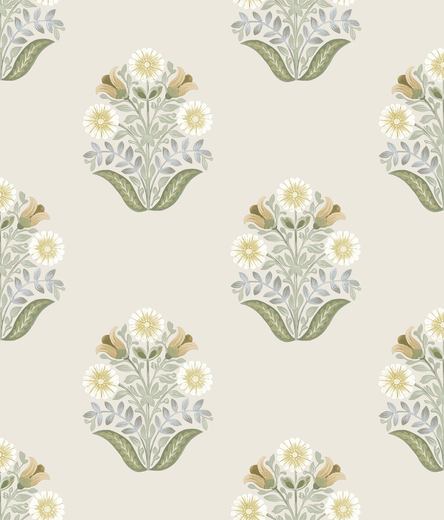Sophie Floral Medallion Peel and Stick wallpaper in sage color - pattern number PSW1575RL - by York in the Mirth Studio Peel and Stick Wallpaper collection