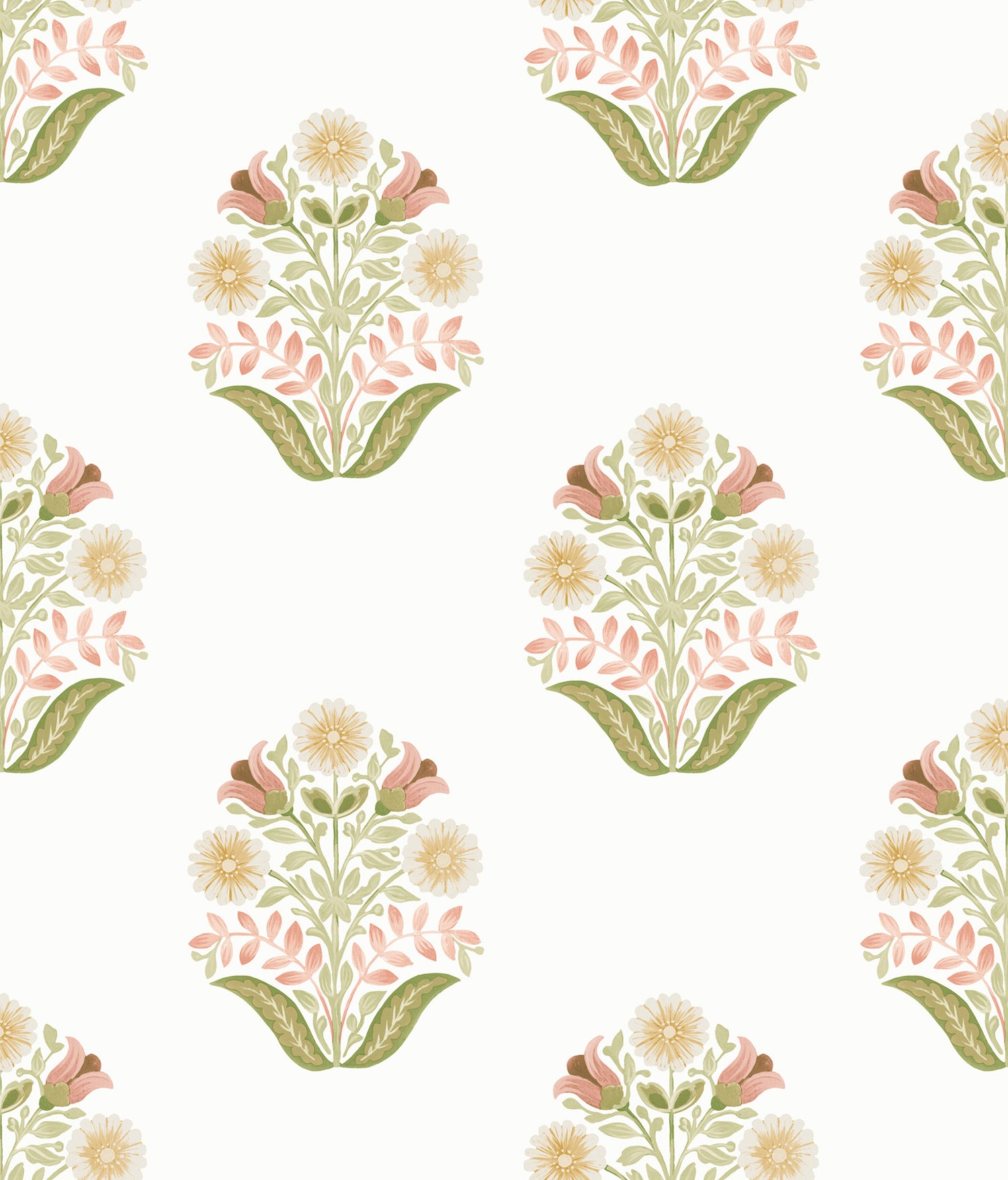 Sophie Floral Medallion Peel and Stick wallpaper in pink color - pattern number PSW1577RL - by York in the Mirth Studio Peel and Stick Wallpaper collection
