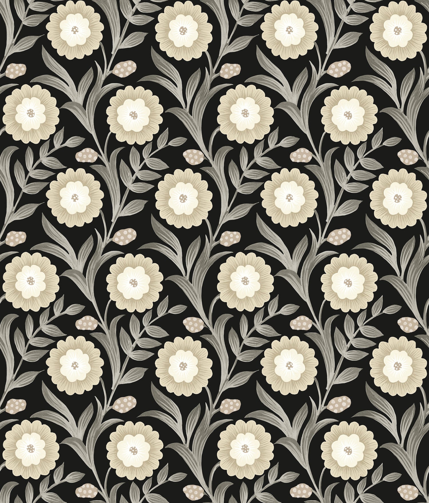 Lillian Floral Vine Peel and Stick wallpaper in black color - pattern number PSW1581RL - by York in the Mirth Studio Peel and Stick Wallpaper collection