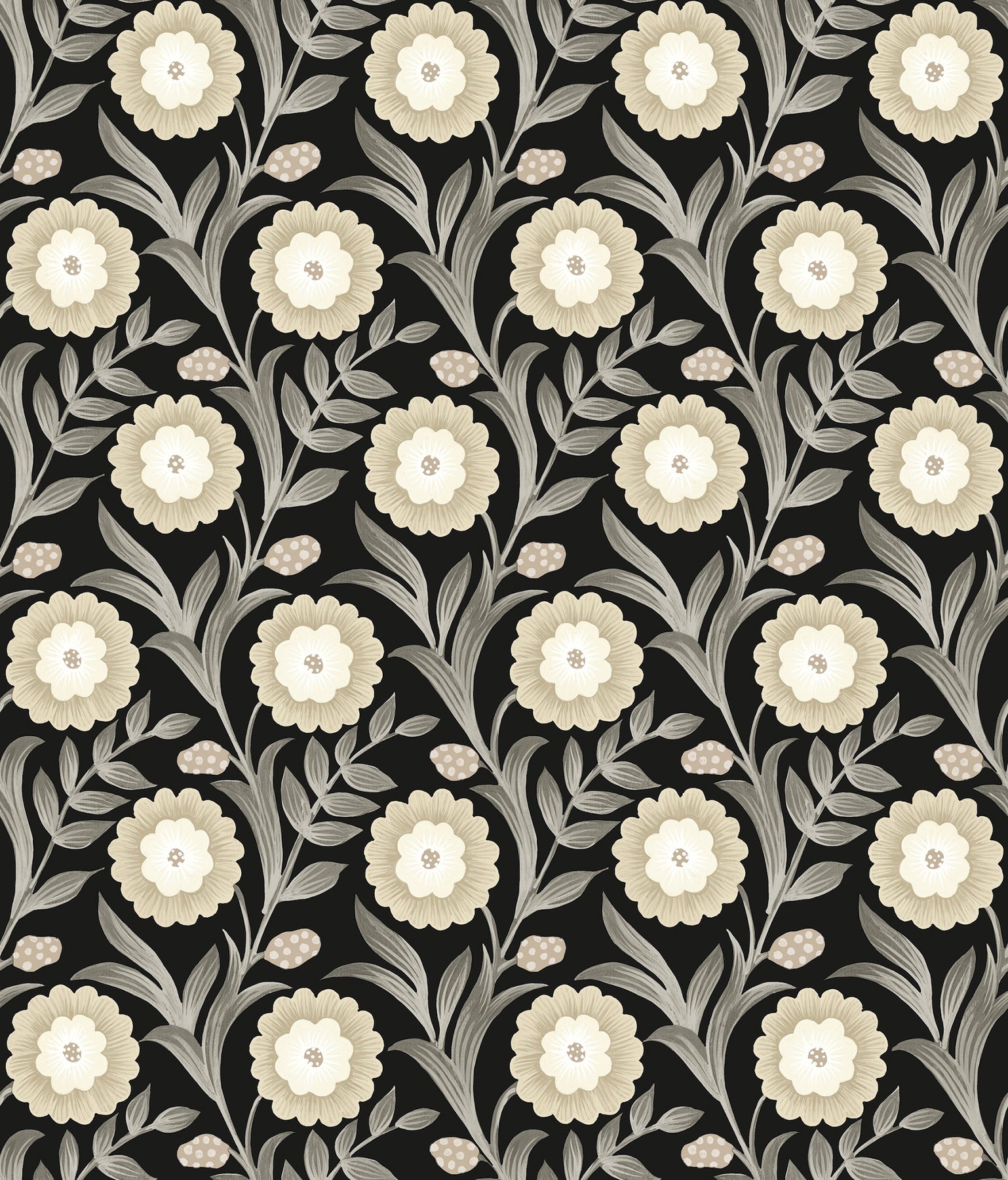 Lillian Floral Vine Peel and Stick wallpaper in black color - pattern number PSW1581RL - by York in the Mirth Studio Peel and Stick Wallpaper collection