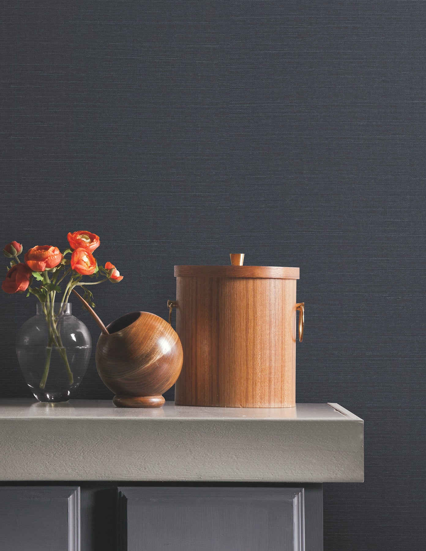 Natural Sisal Grasscloth Peel and Stick wallpaper in navy color - pattern number PSW1592RL - by York in the Natural Grasscloth Peel and Stick Wallpaper collection