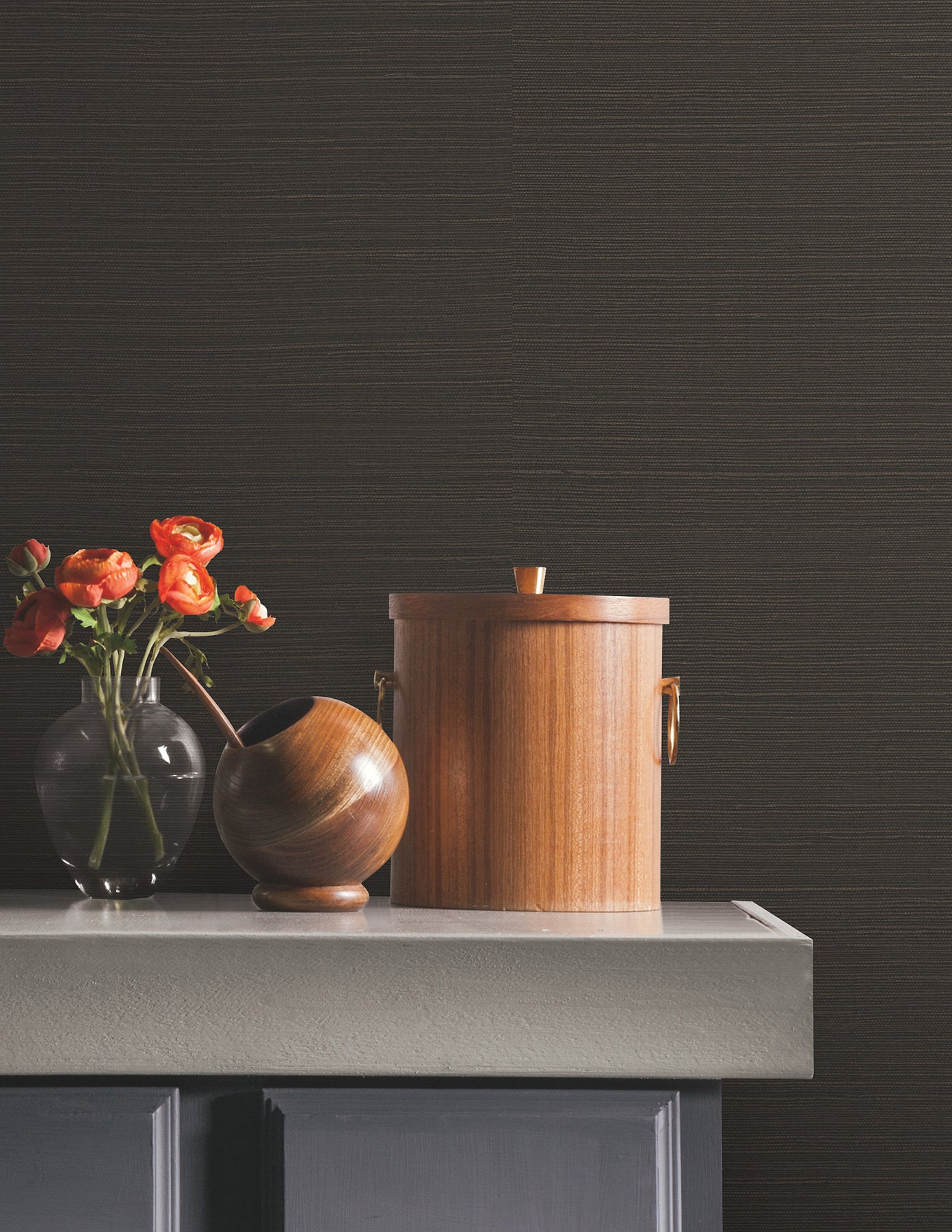 Natural Sisal Grasscloth Peel and Stick wallpaper in black color - pattern number PSW1593RL - by York in the Natural Grasscloth Peel and Stick Wallpaper collection
