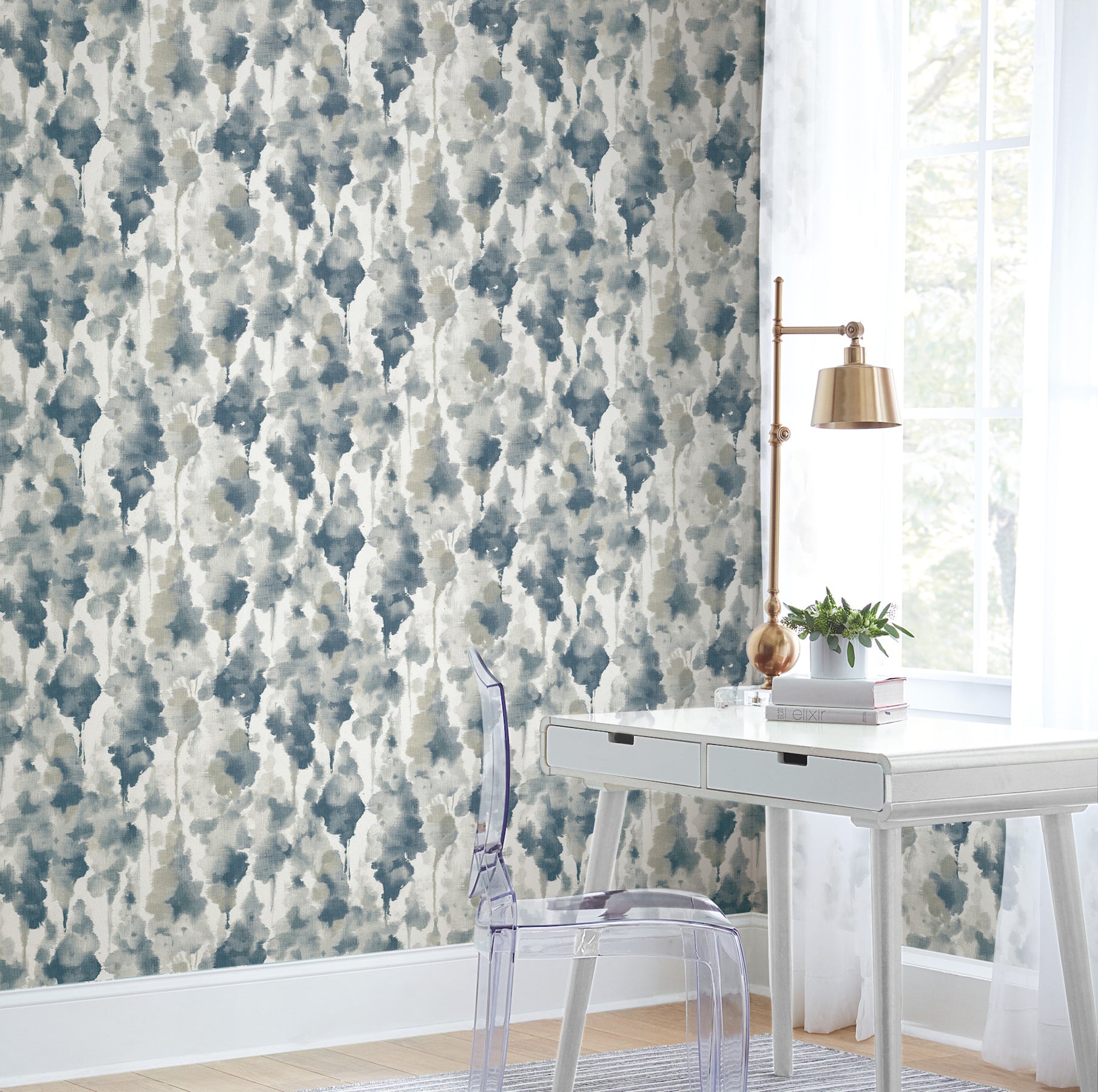 Mirage Peel and Stick wallpaper in navy color - pattern number PSW1603RL - by Candice Olson in the Simply Candice 2 Peel and Stick Wallpaper collection
