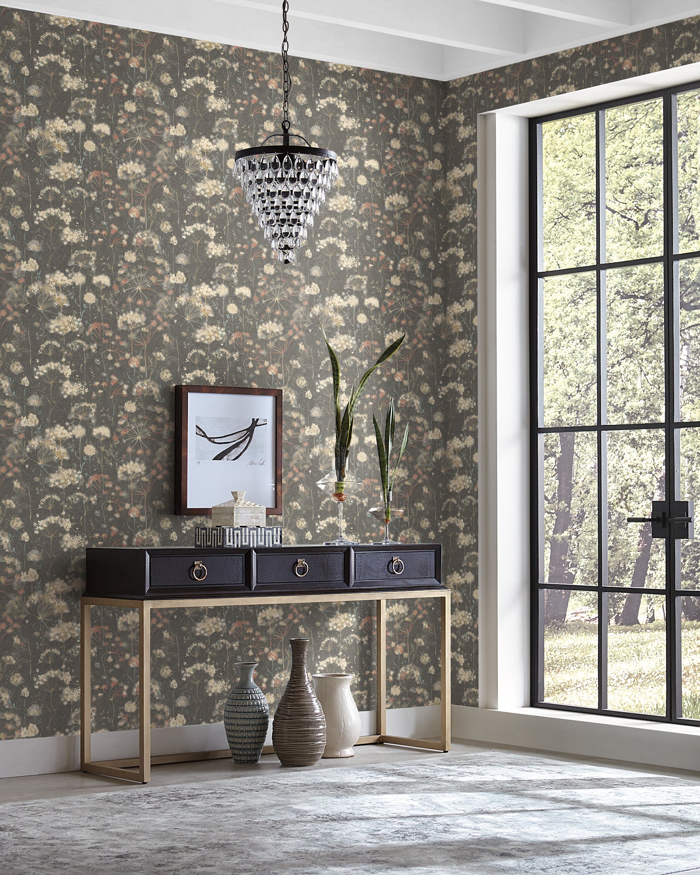 Botanical Fantasy Peel and Stick wallpaper in red &amp; blue color - pattern number PSW1604RL - by Candice Olson in the Simply Candice 2 Peel and Stick Wallpaper collection