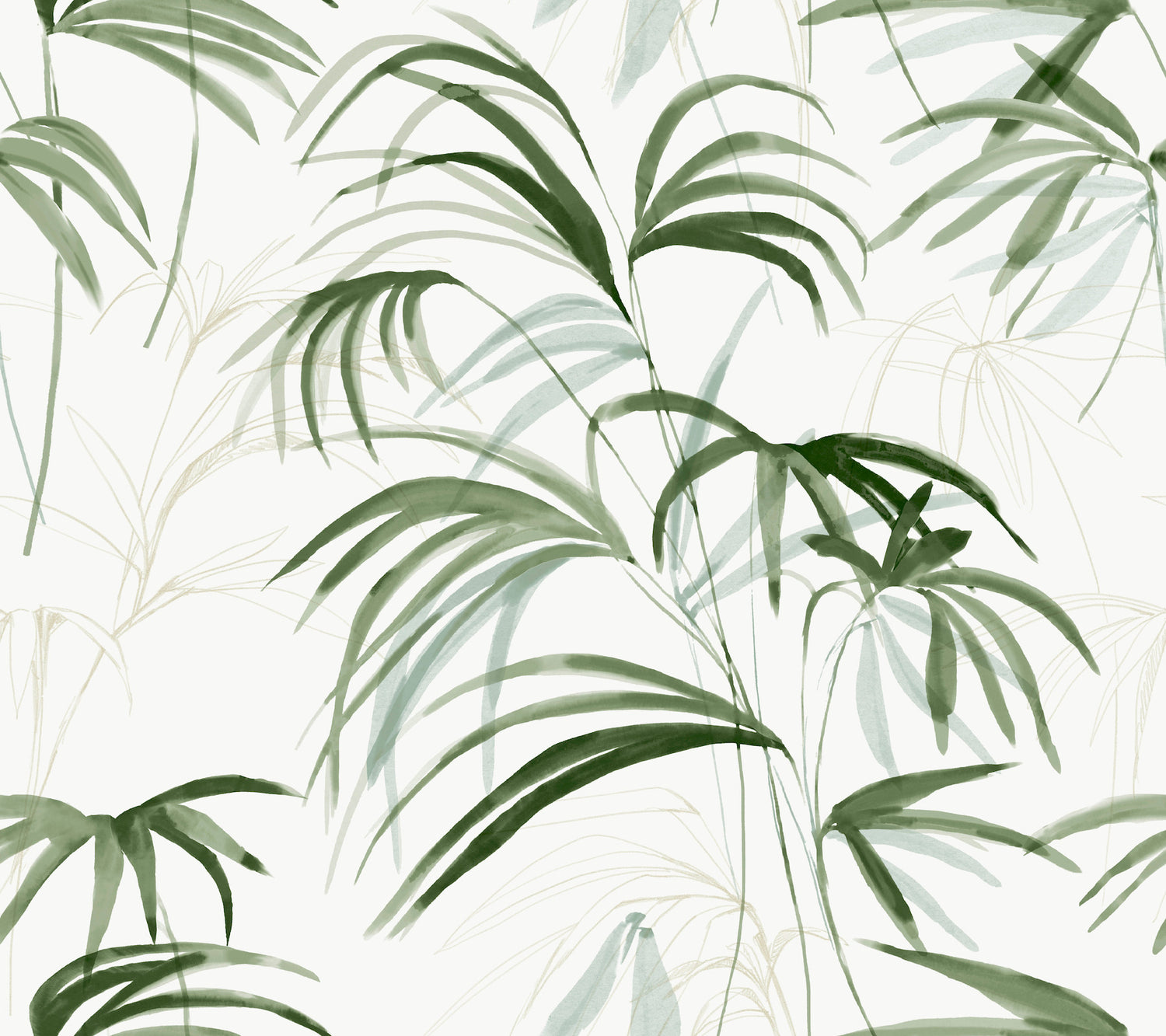 Inky Palms Peel and Stick wallpaper in green color - pattern number PSW1609RL - by Candice Olson in the Simply Candice 2 Peel and Stick Wallpaper collection