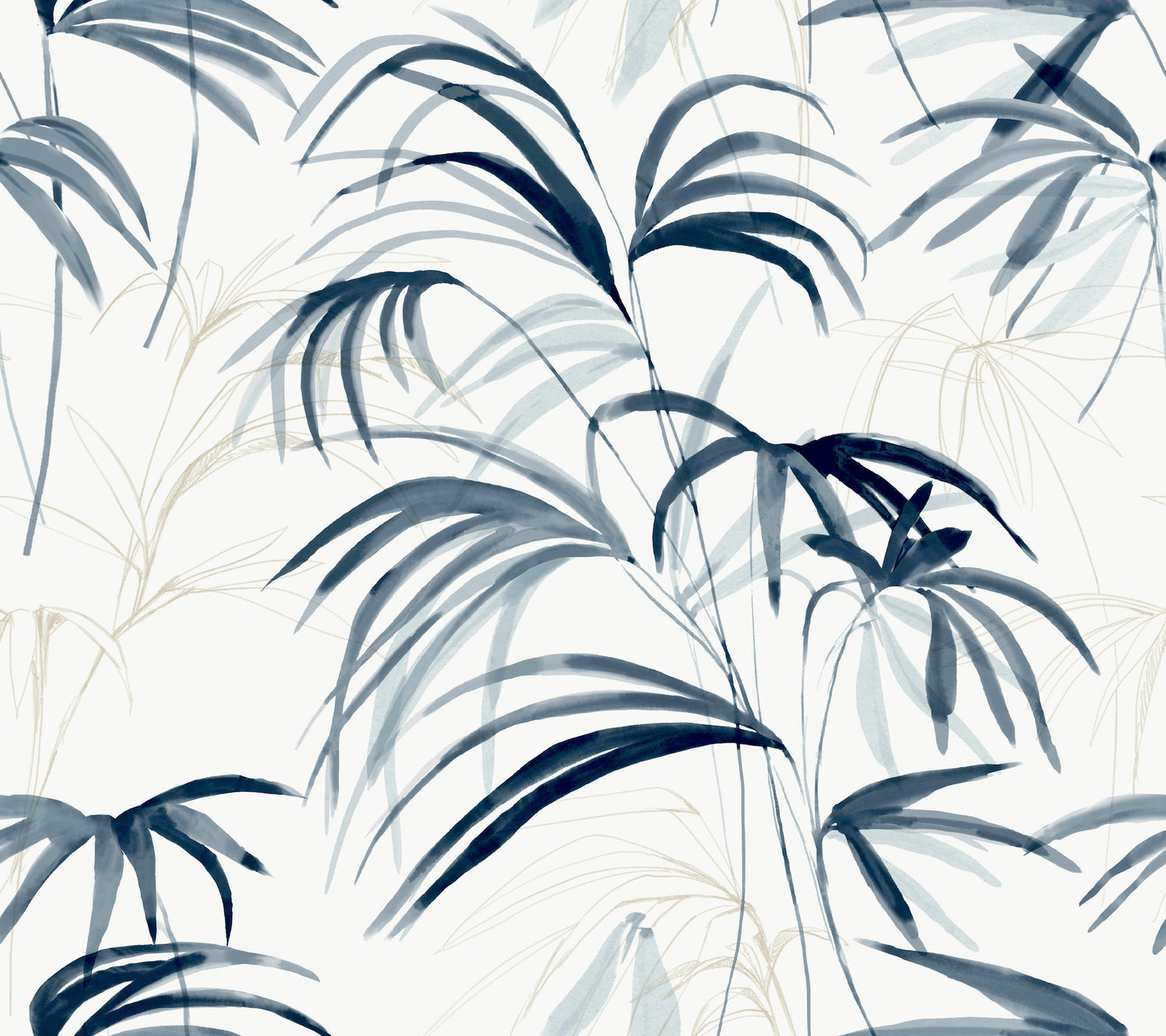 Inky Palms Peel and Stick wallpaper in blue color - pattern number PSW1610RL - by Candice Olson in the Simply Candice 2 Peel and Stick Wallpaper collection
