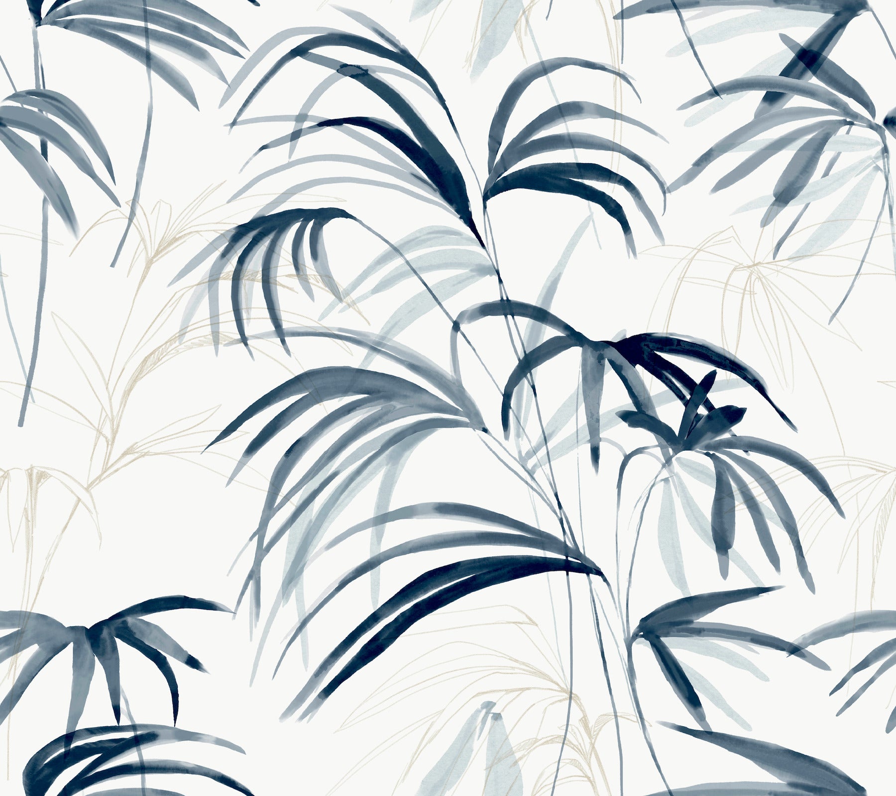 Inky Palms Peel and Stick wallpaper in blue color - pattern number PSW1610RL - by Candice Olson in the Simply Candice 2 Peel and Stick Wallpaper collection