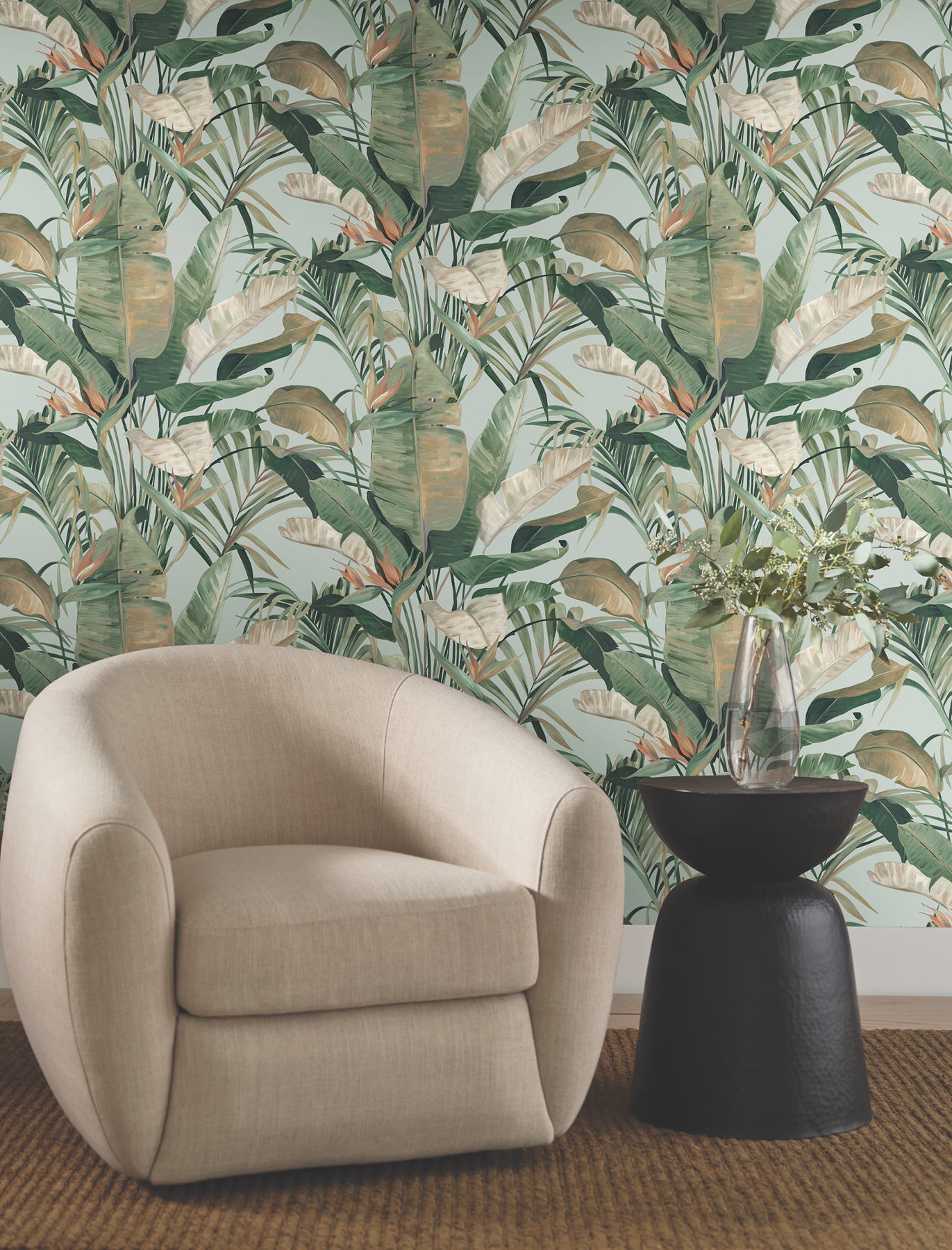 Tropical Cabana Peel and Stick wallpaper in spa color - pattern number PSW1613RL - by Candice Olson in the Simply Candice 2 Peel and Stick Wallpaper collection