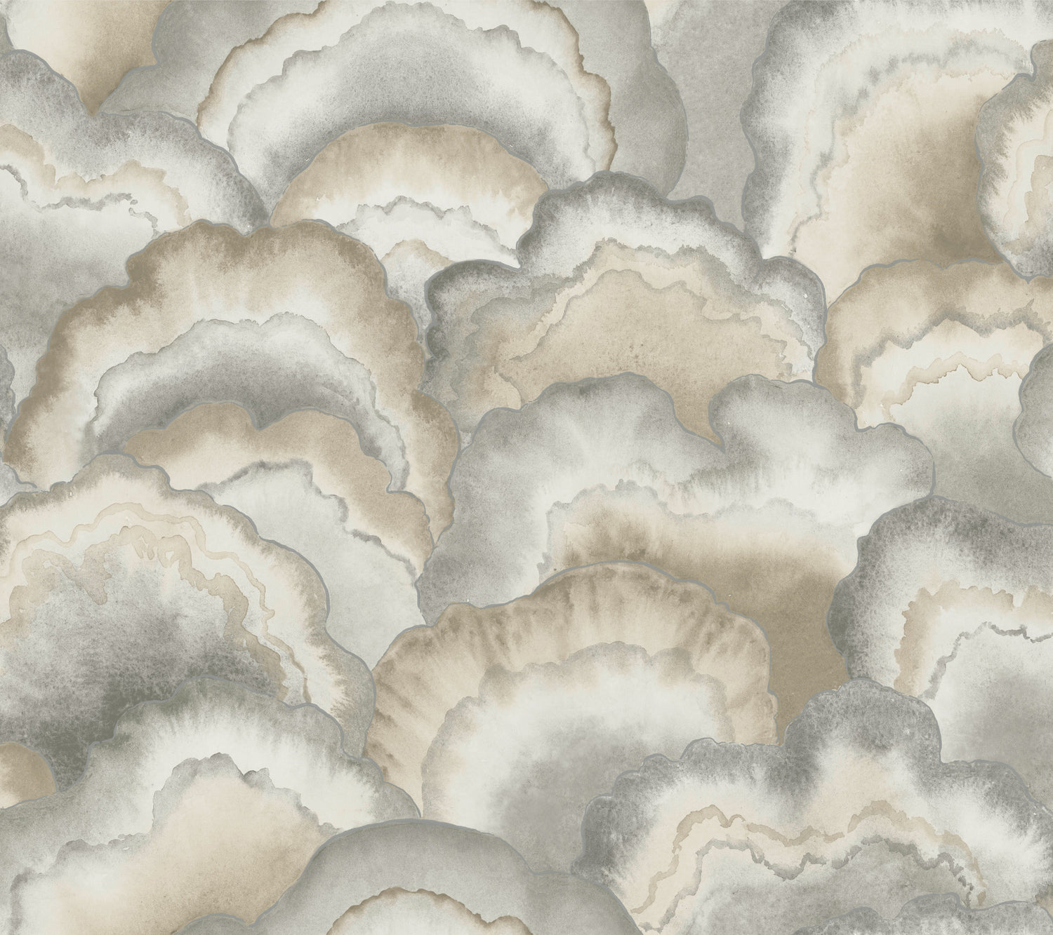 Abalone Fans Peel and Stick wallpaper in smokey color - pattern number PSW1615RL - by Candice Olson in the Simply Candice 2 Peel and Stick Wallpaper collection